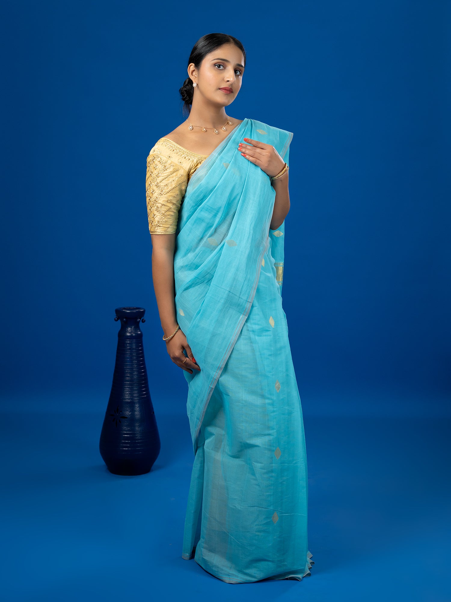 Jharna Sky Blue Venkatagiri Saree