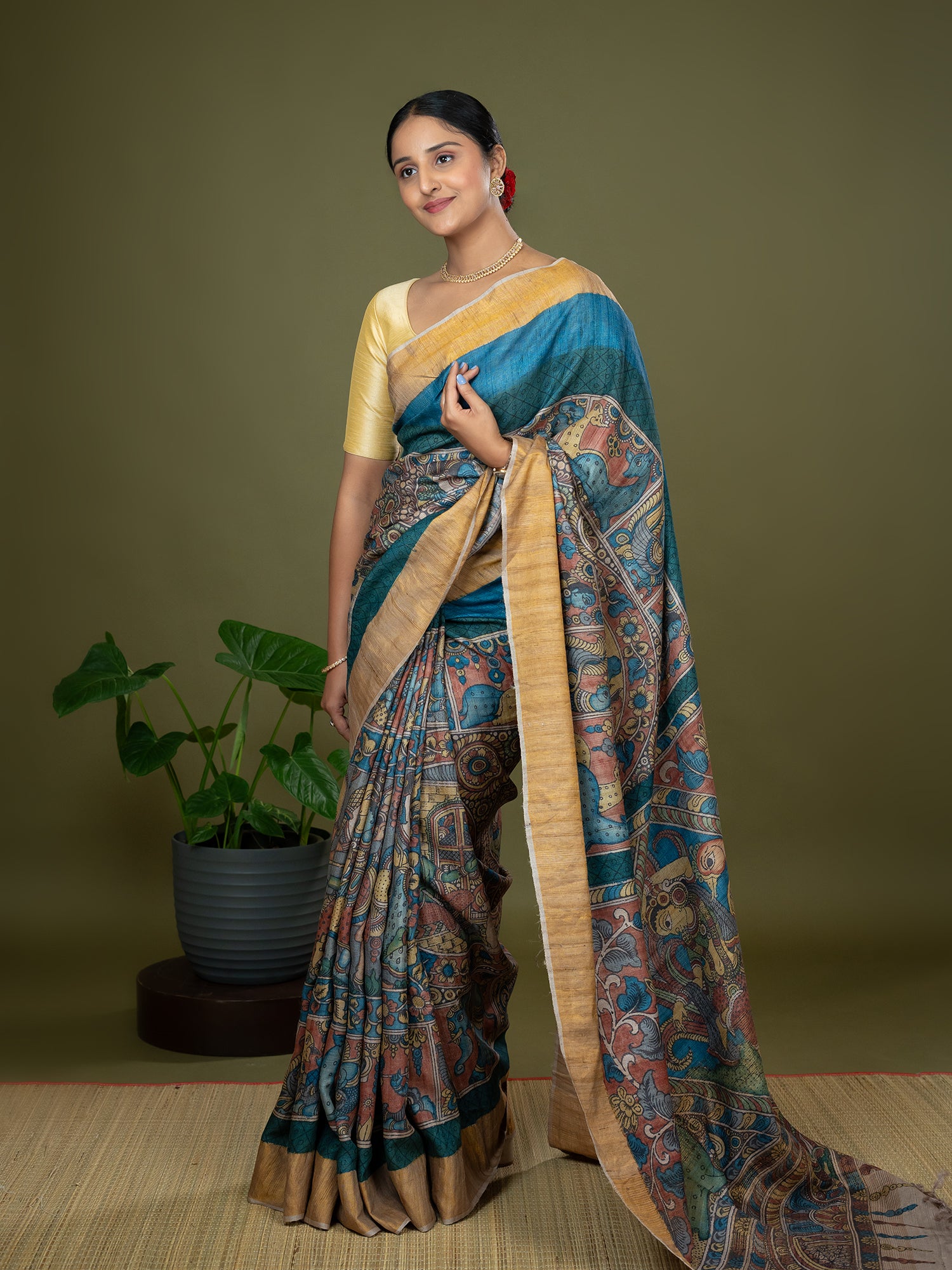 Chitrika Burnt Orange Kalamkari Saree