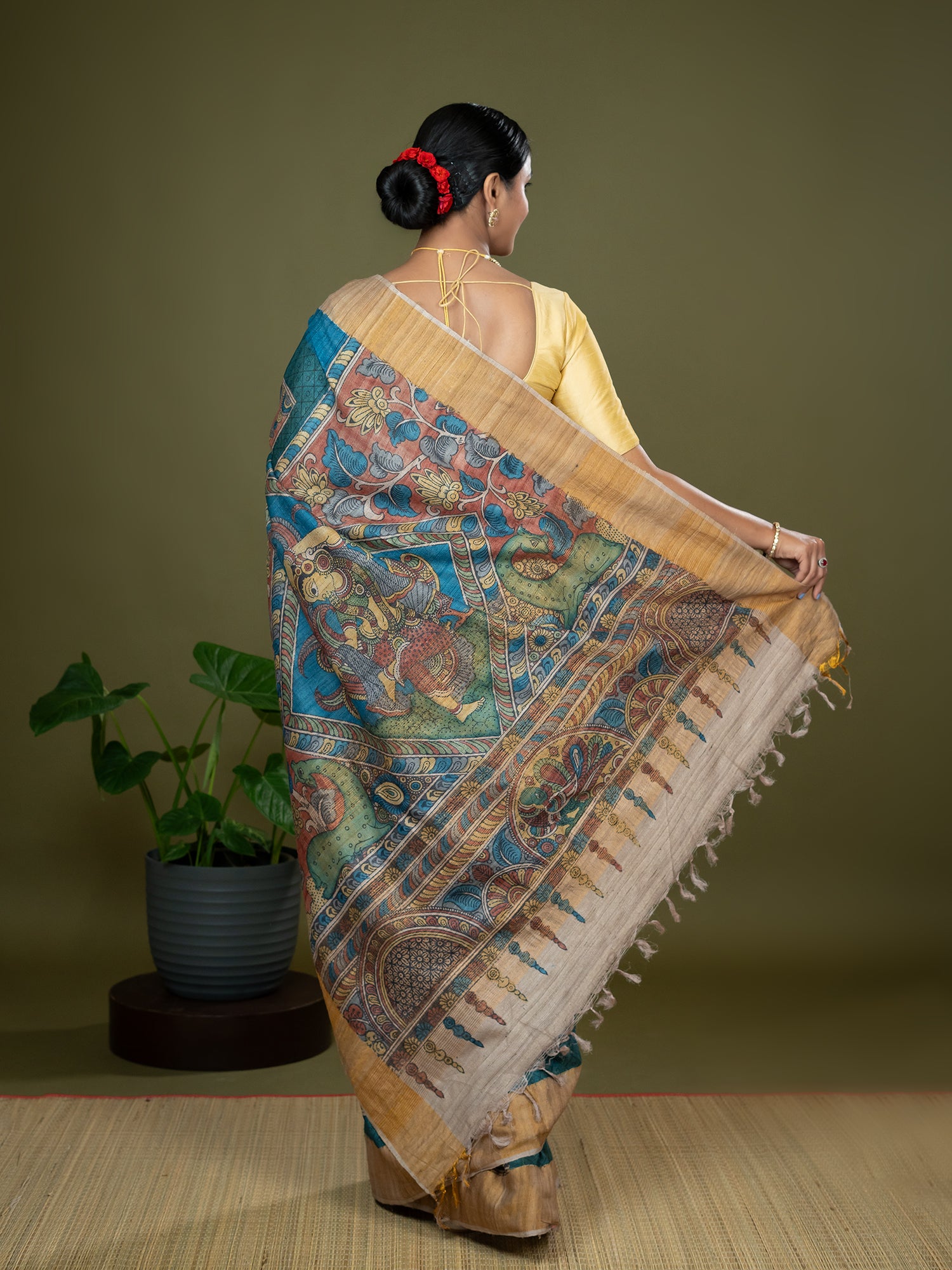 Chitrika Burnt Orange Kalamkari Saree