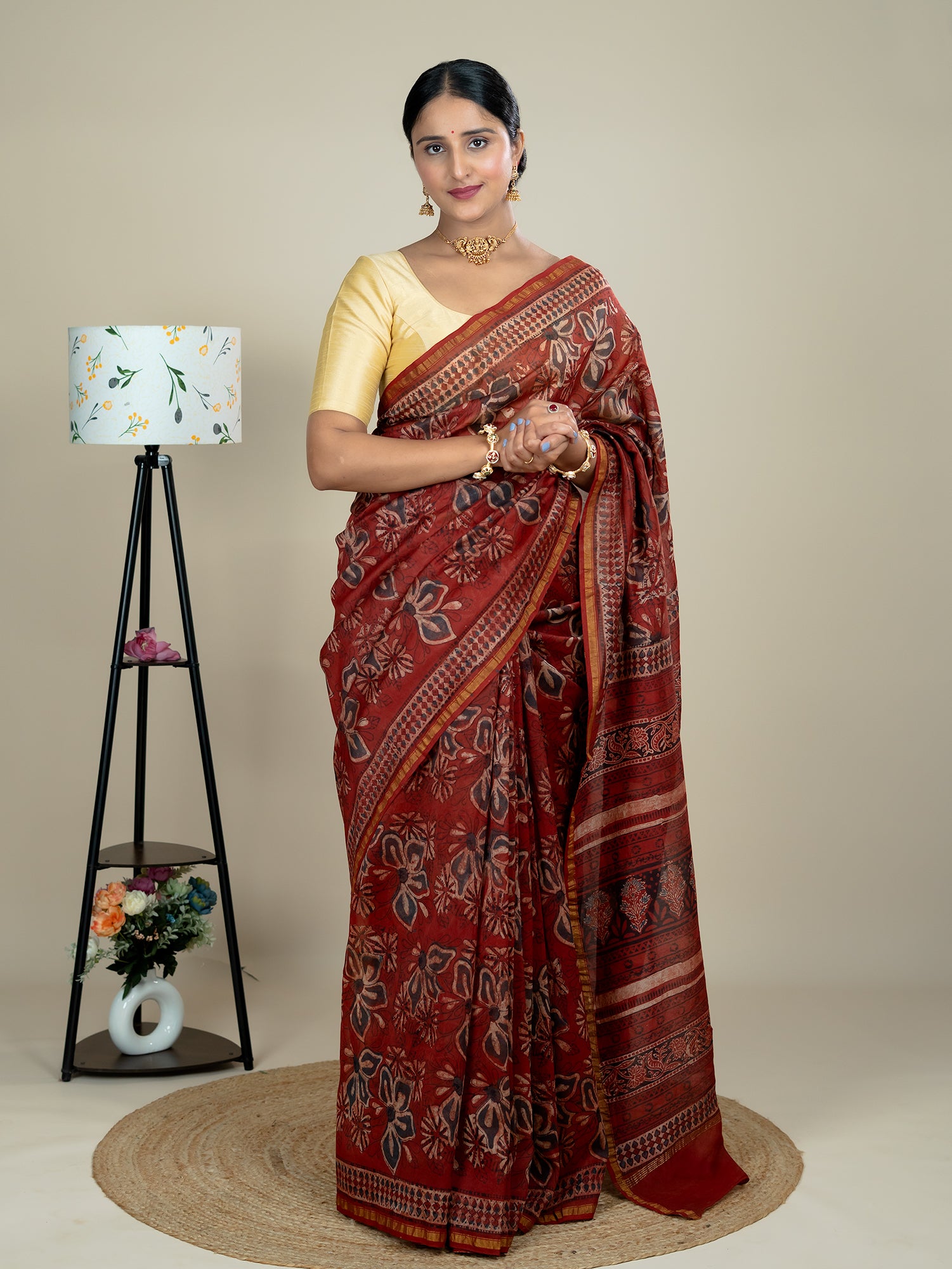 Raktika  Red Ajrakh Saree