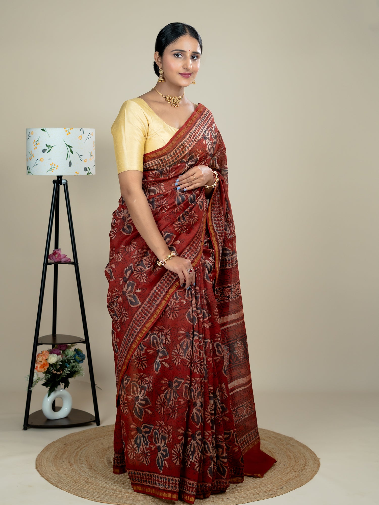 Raktika  Red Ajrakh Saree