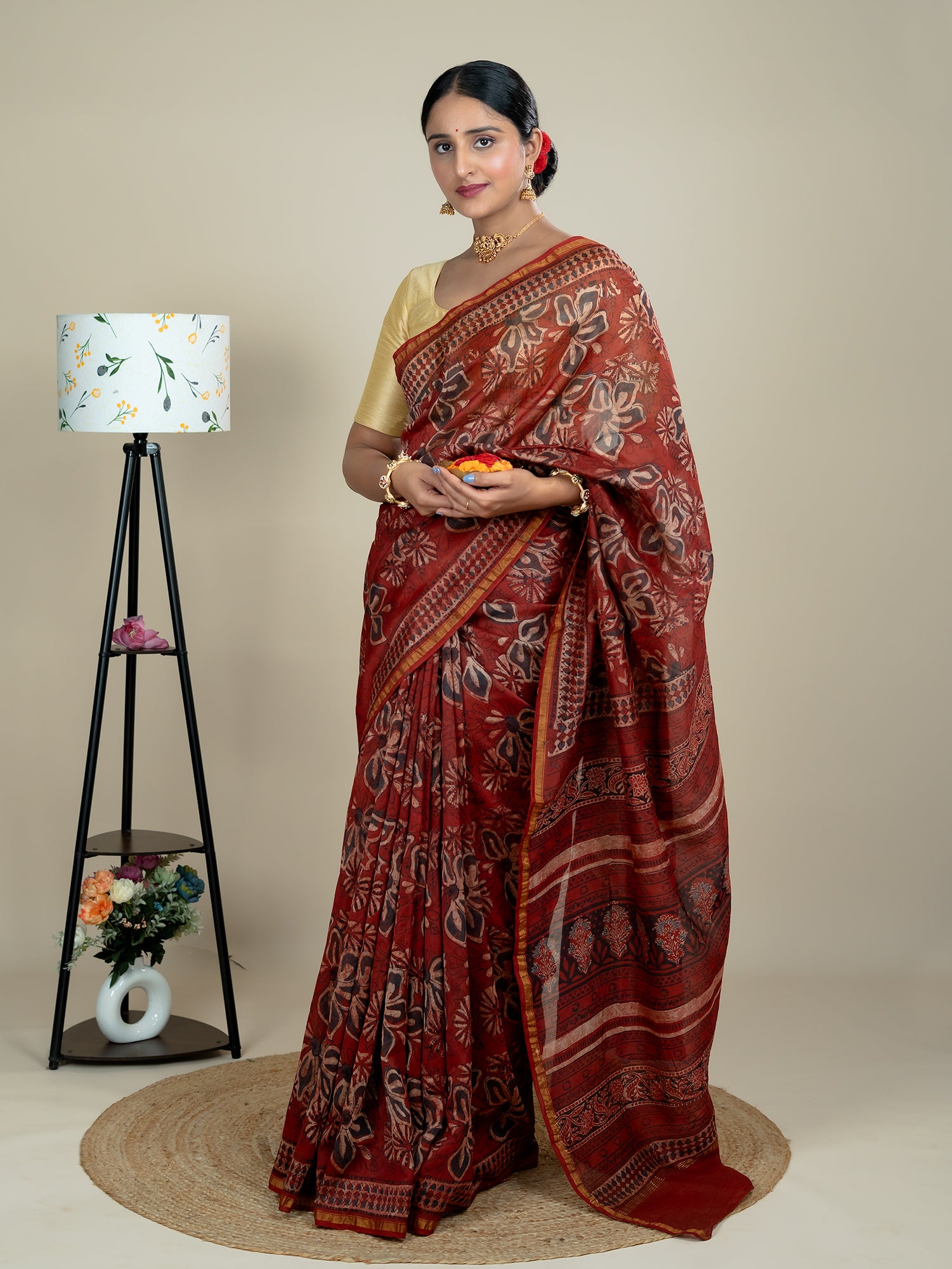 Raktika  Red Ajrakh Saree