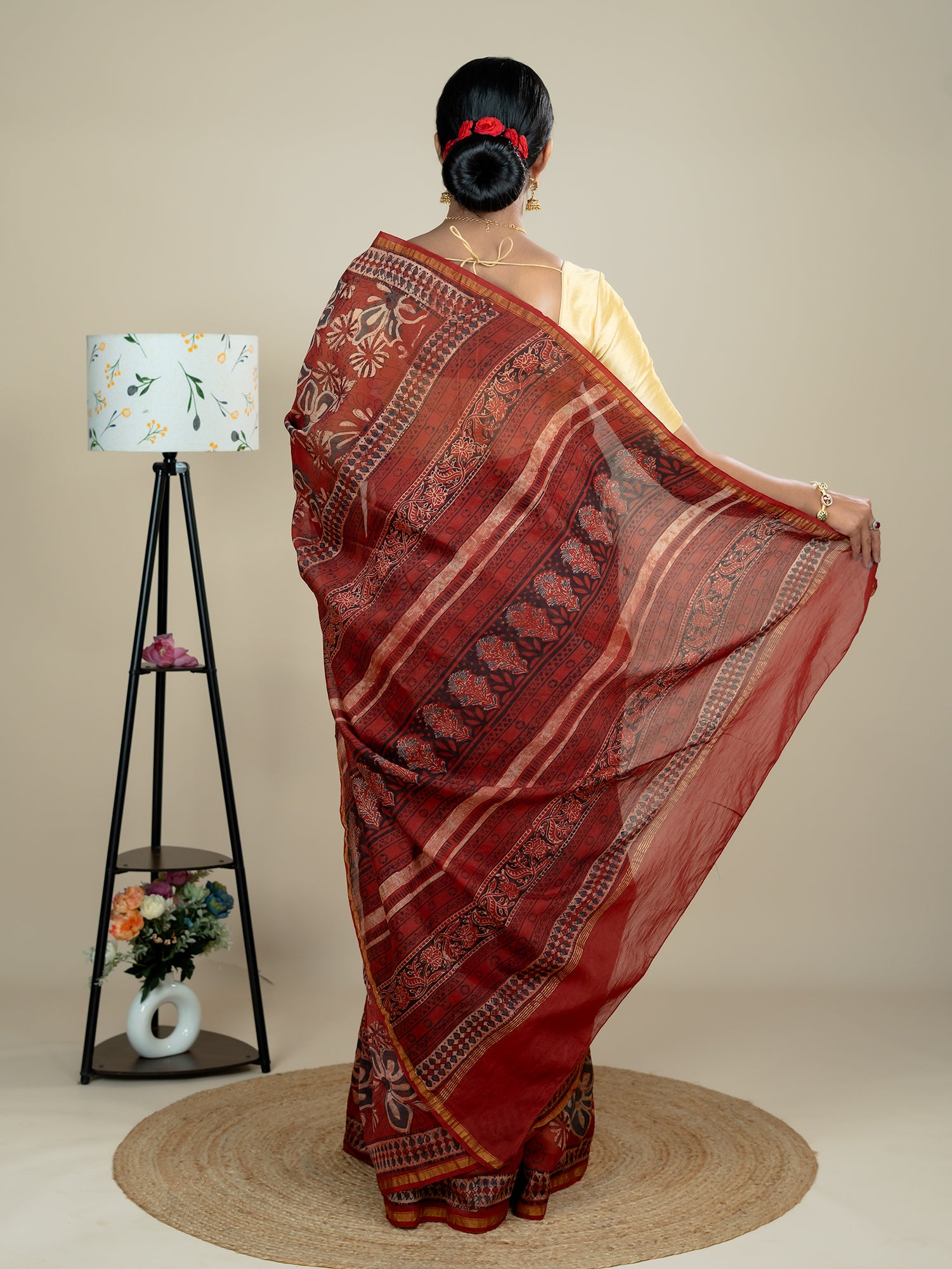 Raktika  Red Ajrakh Saree