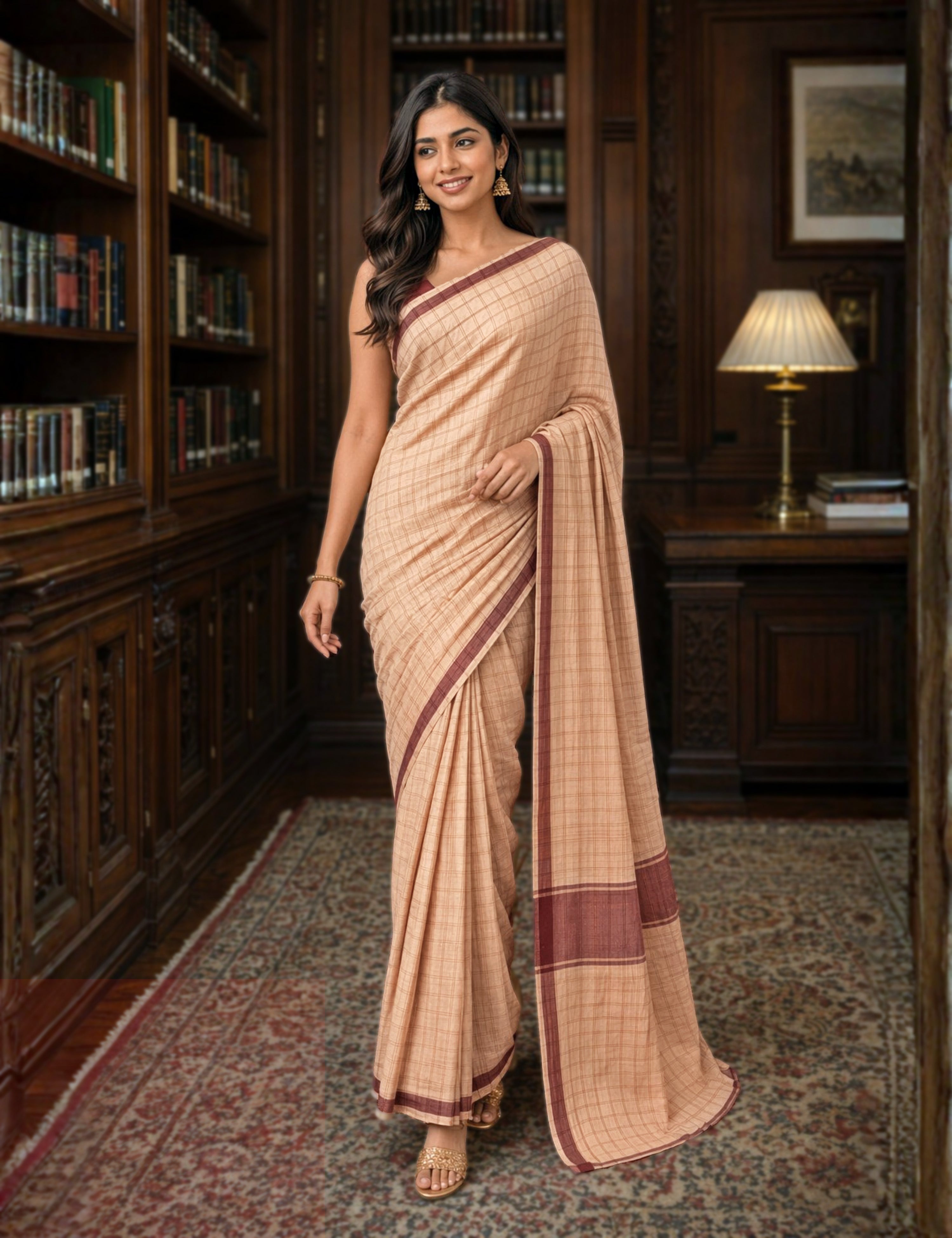 Kattam Dusty-Pink Venkatagiri Saree