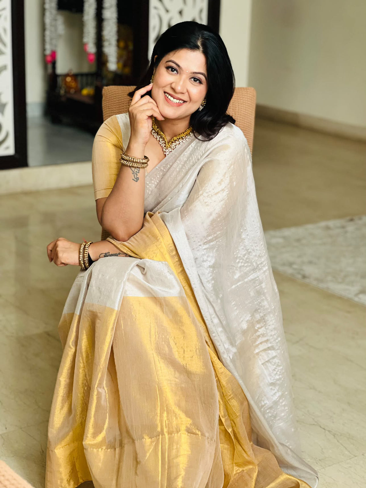 Ujjayini Gold Bengal Handloom Saree
