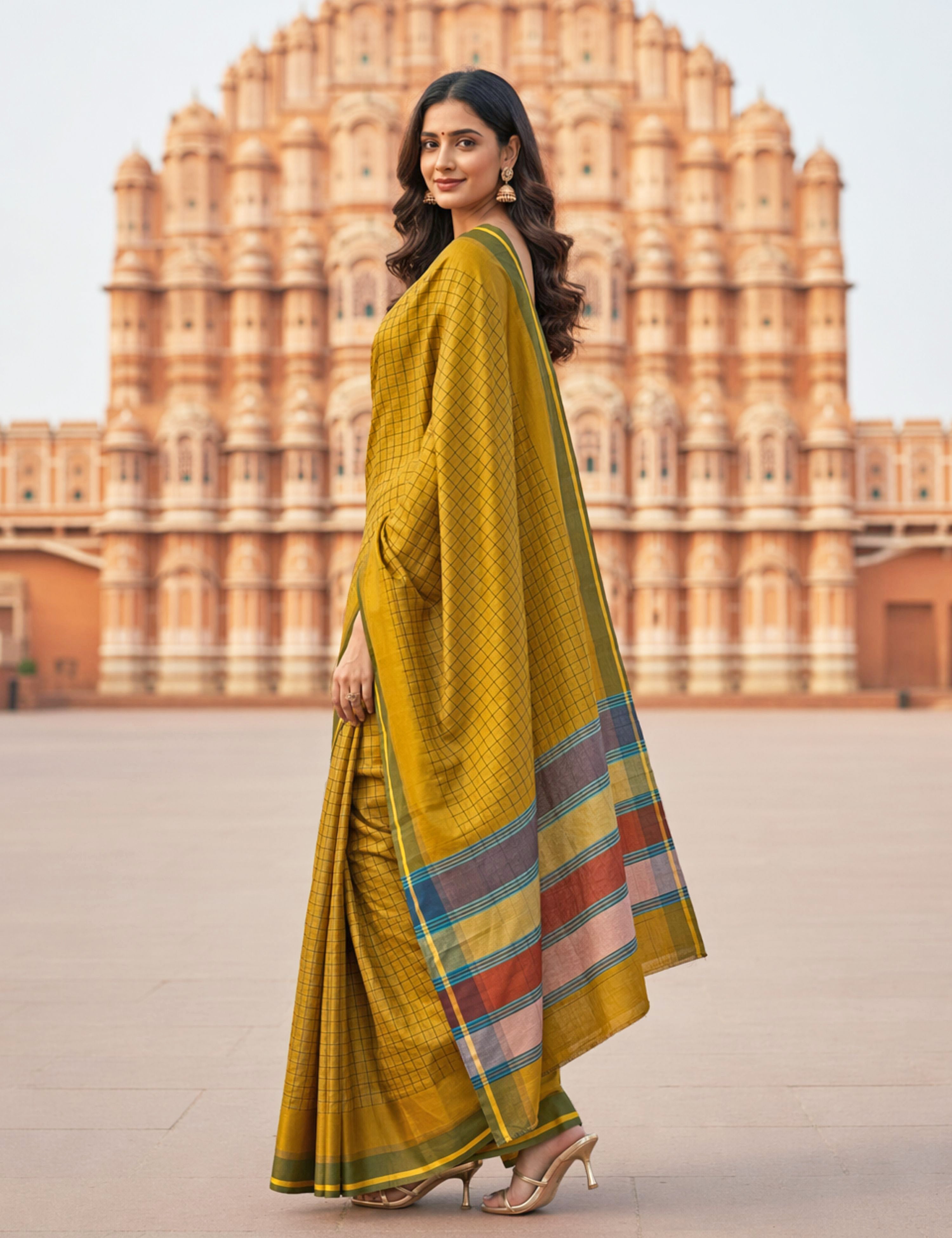 Kattam Khaki Venkatagiri Saree