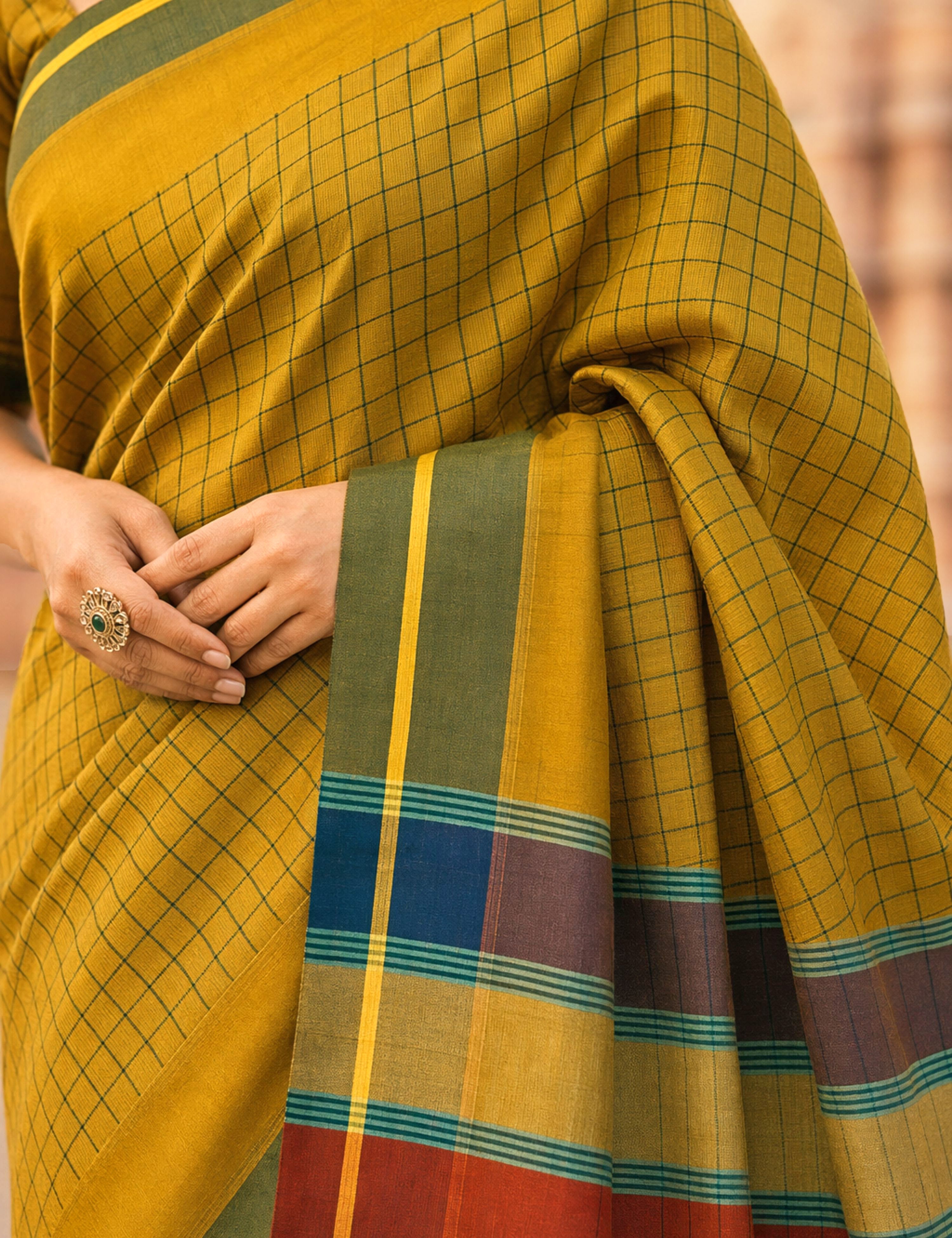 Kattam Khaki Venkatagiri Saree