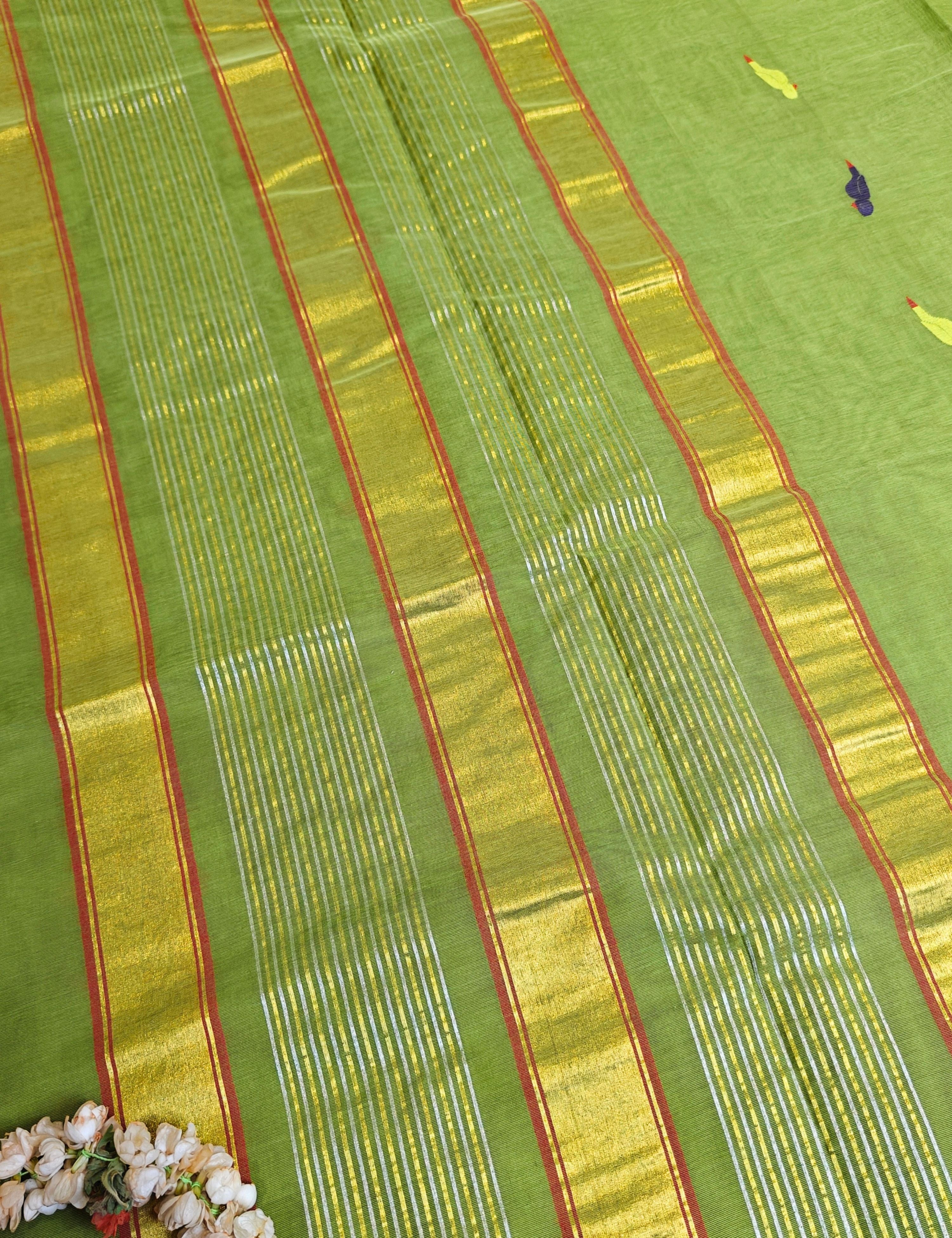 Tota Limegreen Venkatagiri Saree