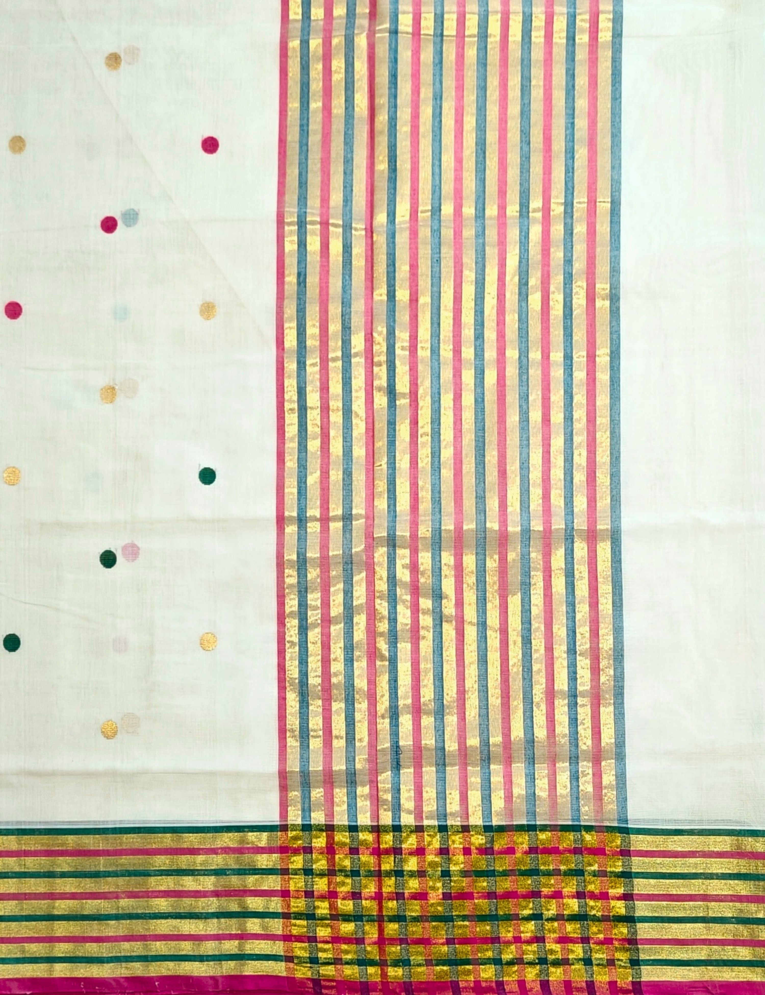Indradhanush Off-White Venkatagiri Jamdani Saree
