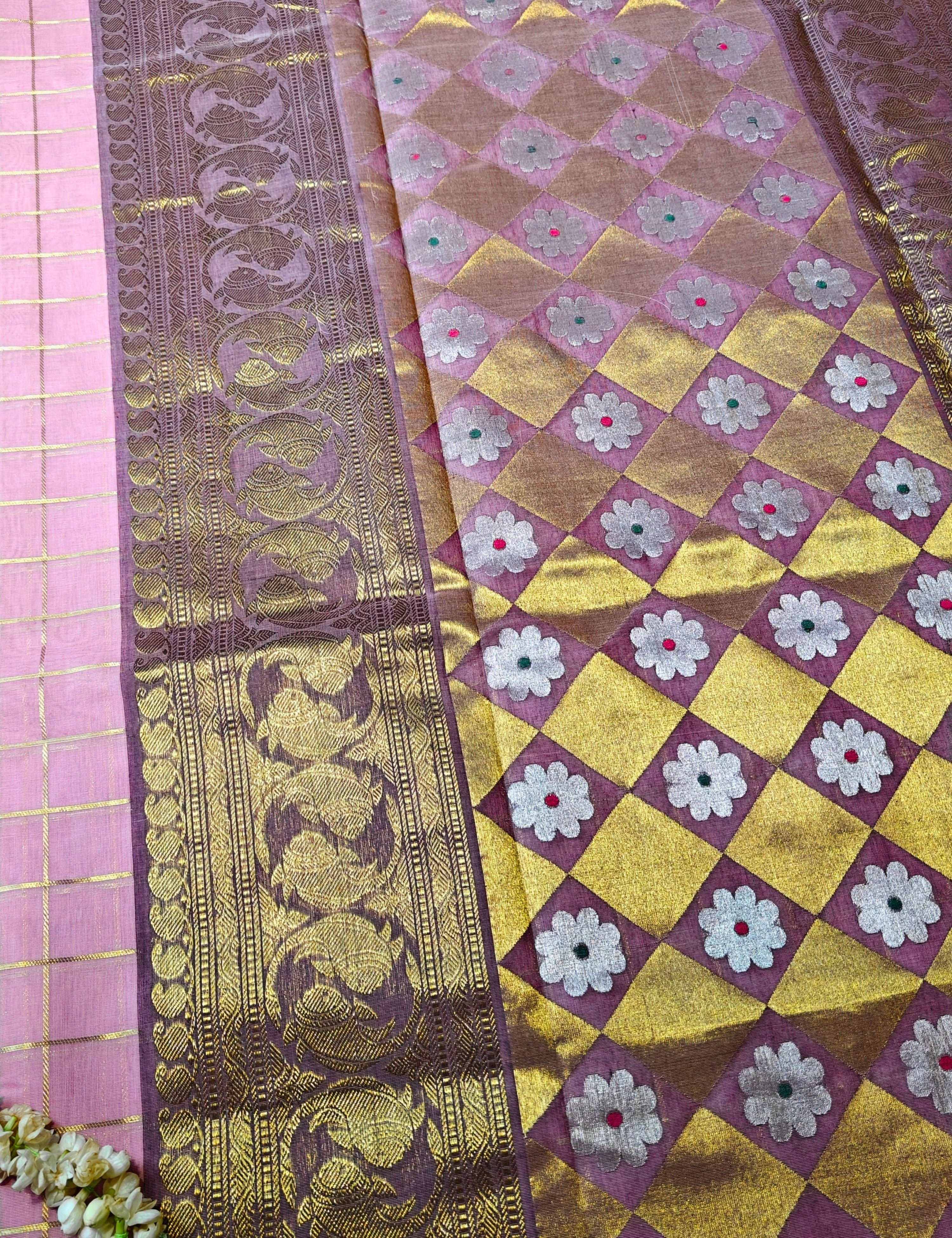 Phool Pink Venkatagiri Saree