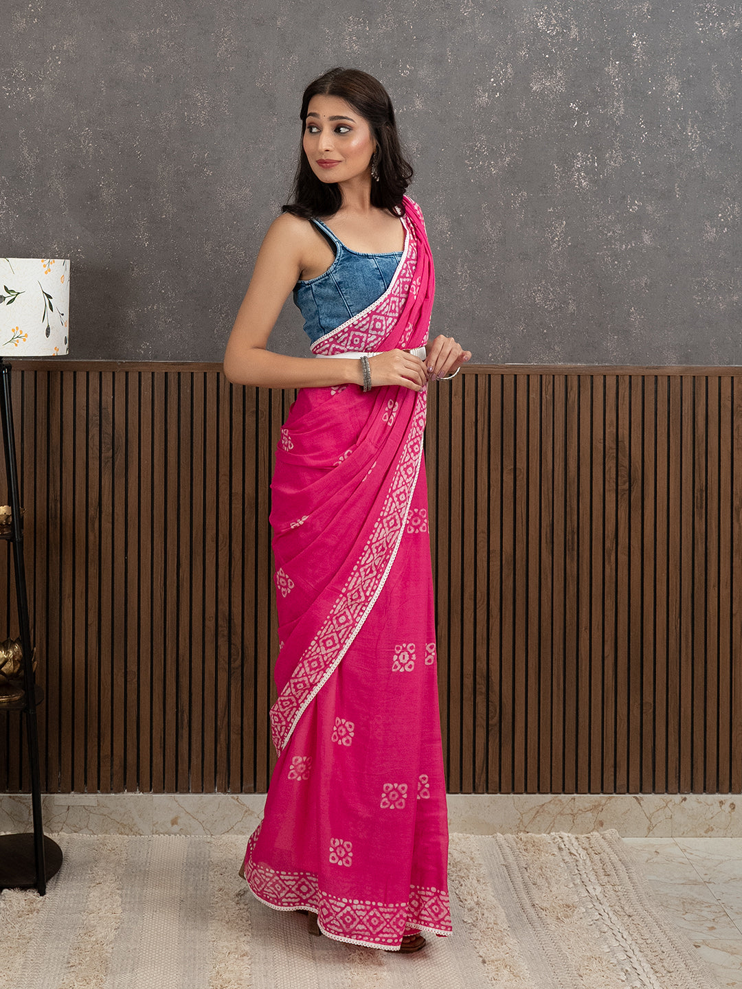 Suti Barfi Pink Batik Saree