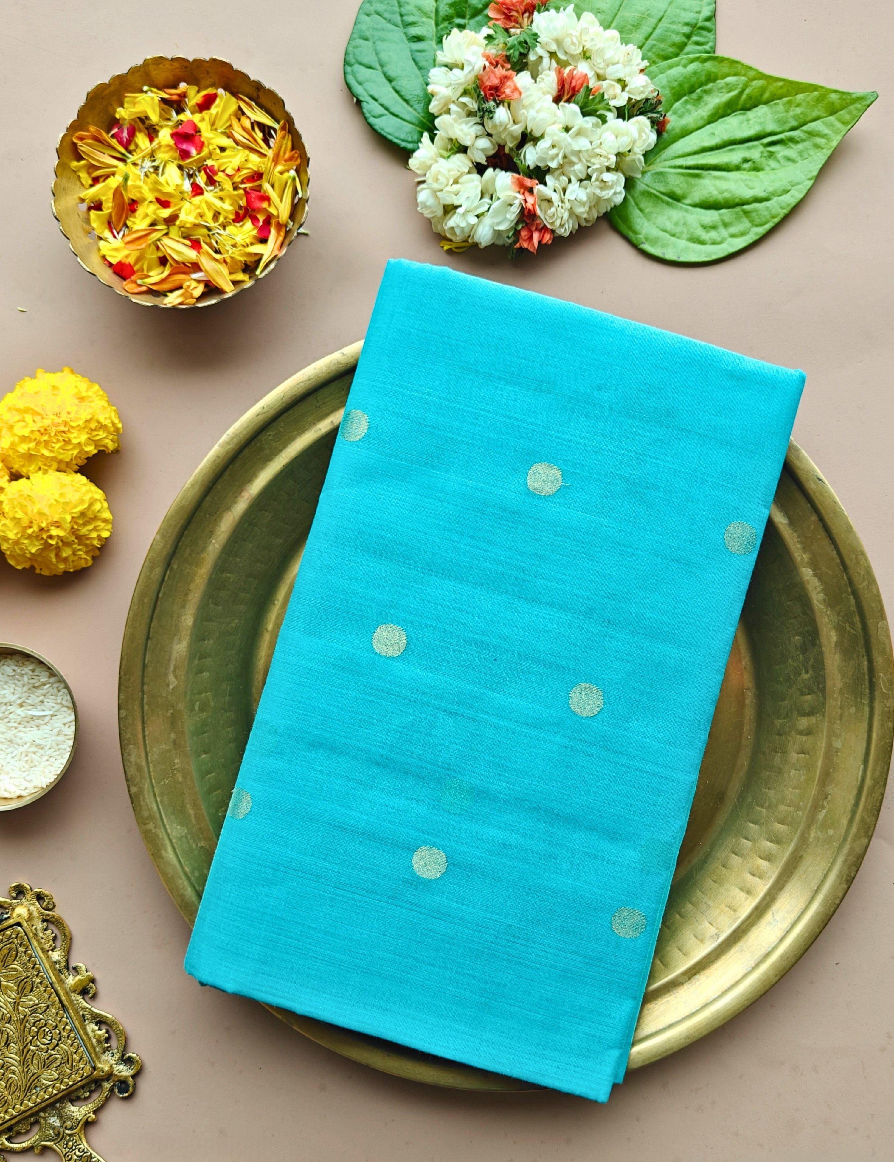 Popat Sea-Green Venkatagiri Jamdani Saree