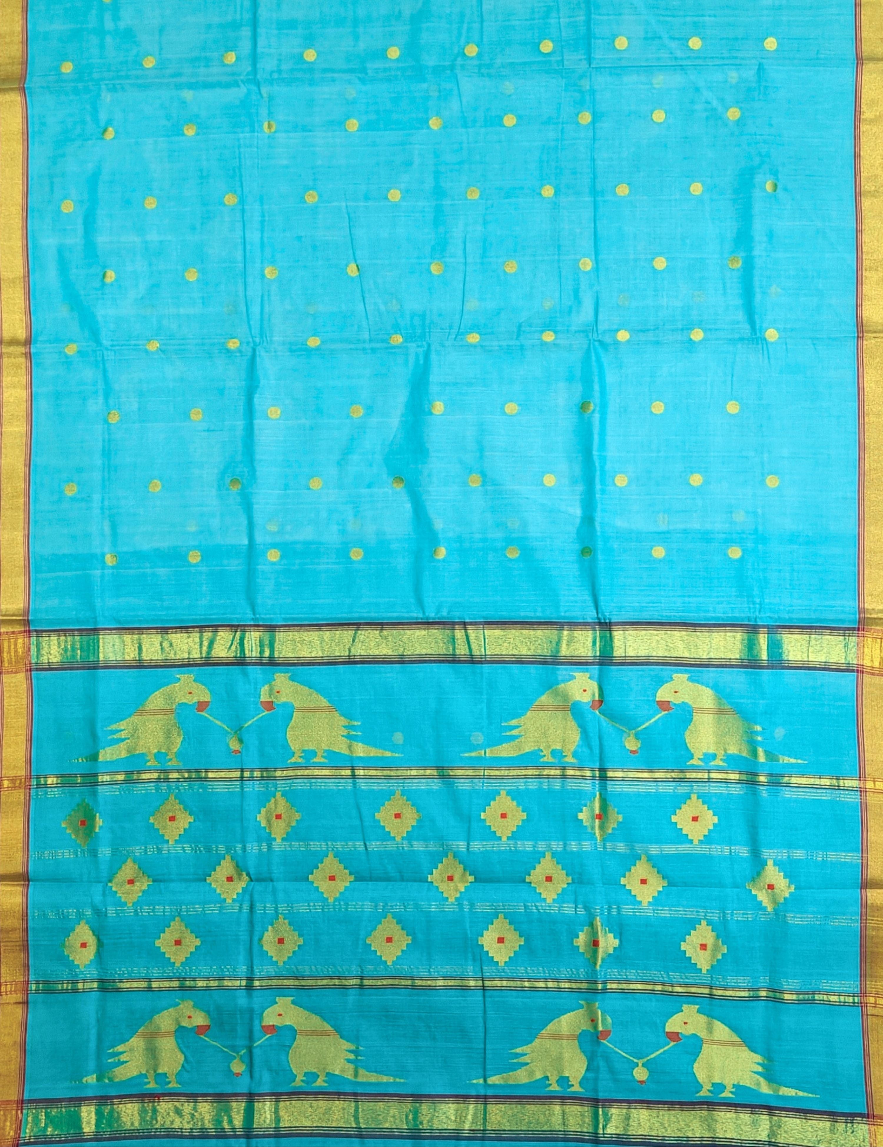 Popat Sea-Green Venkatagiri Jamdani Saree