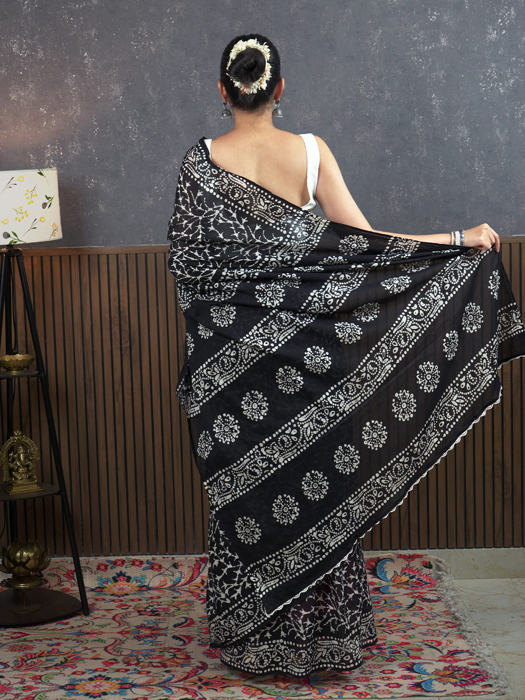 Suti Jaal Black Batik Saree