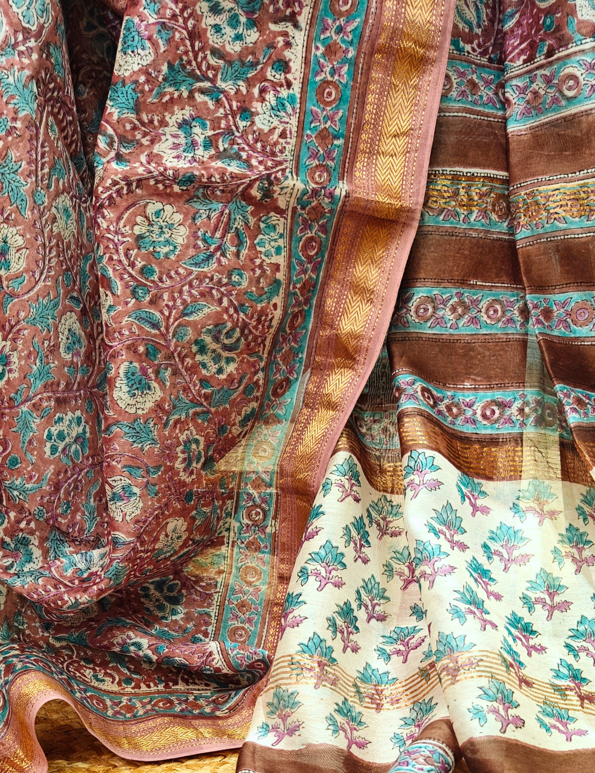 Mudhrita Multicolored Bagru Saree