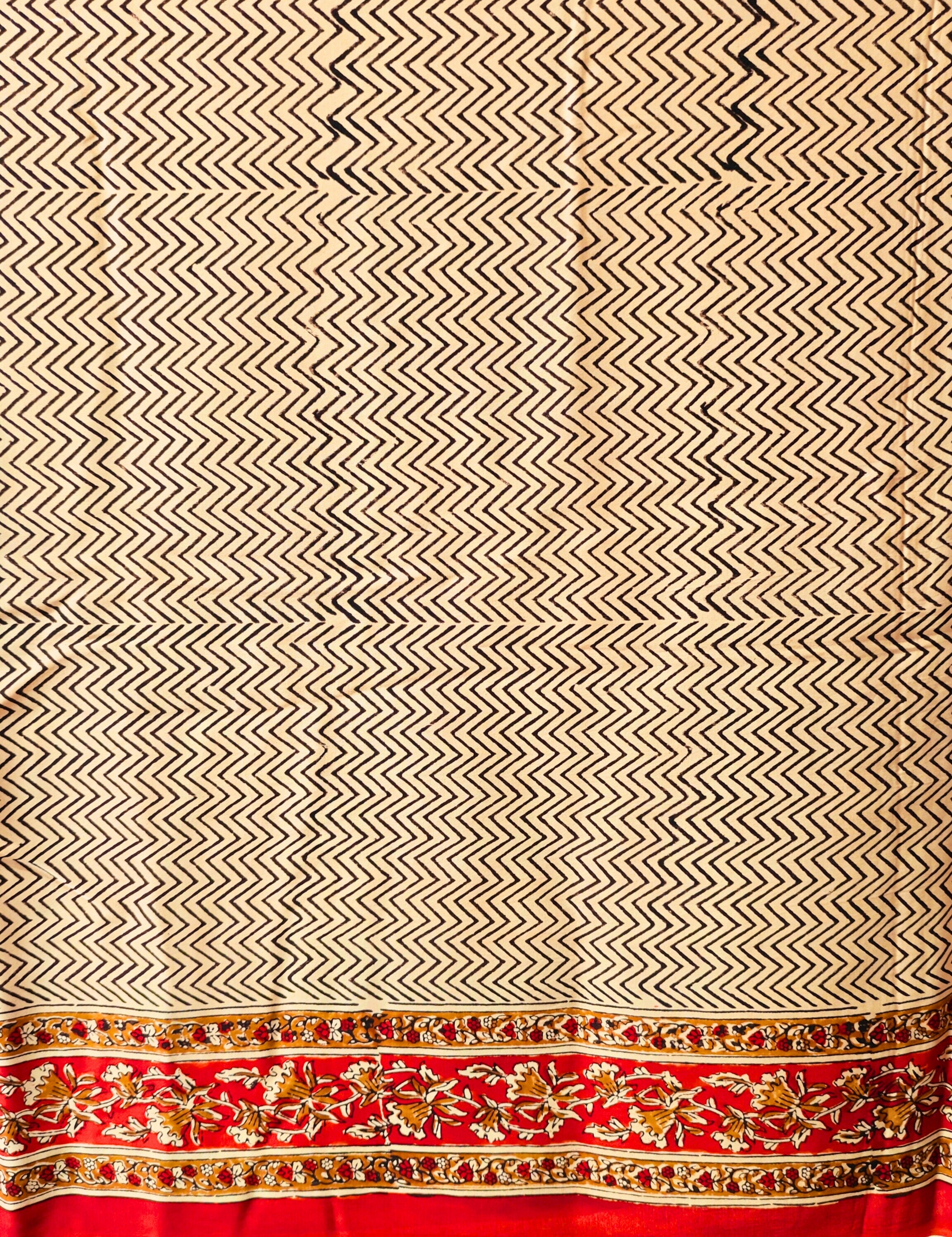 Upvan Beige Bagru Saree