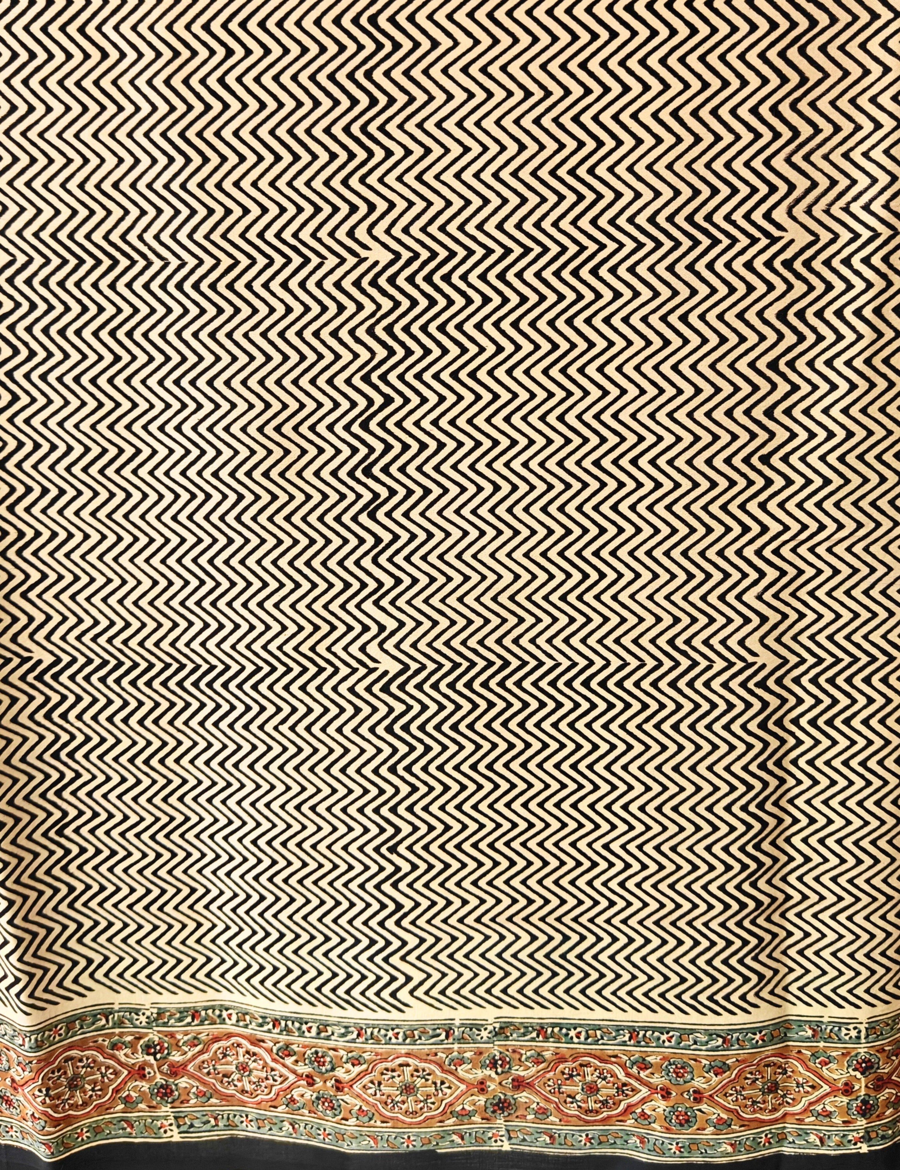 Upvan Khaki Bagru Saree