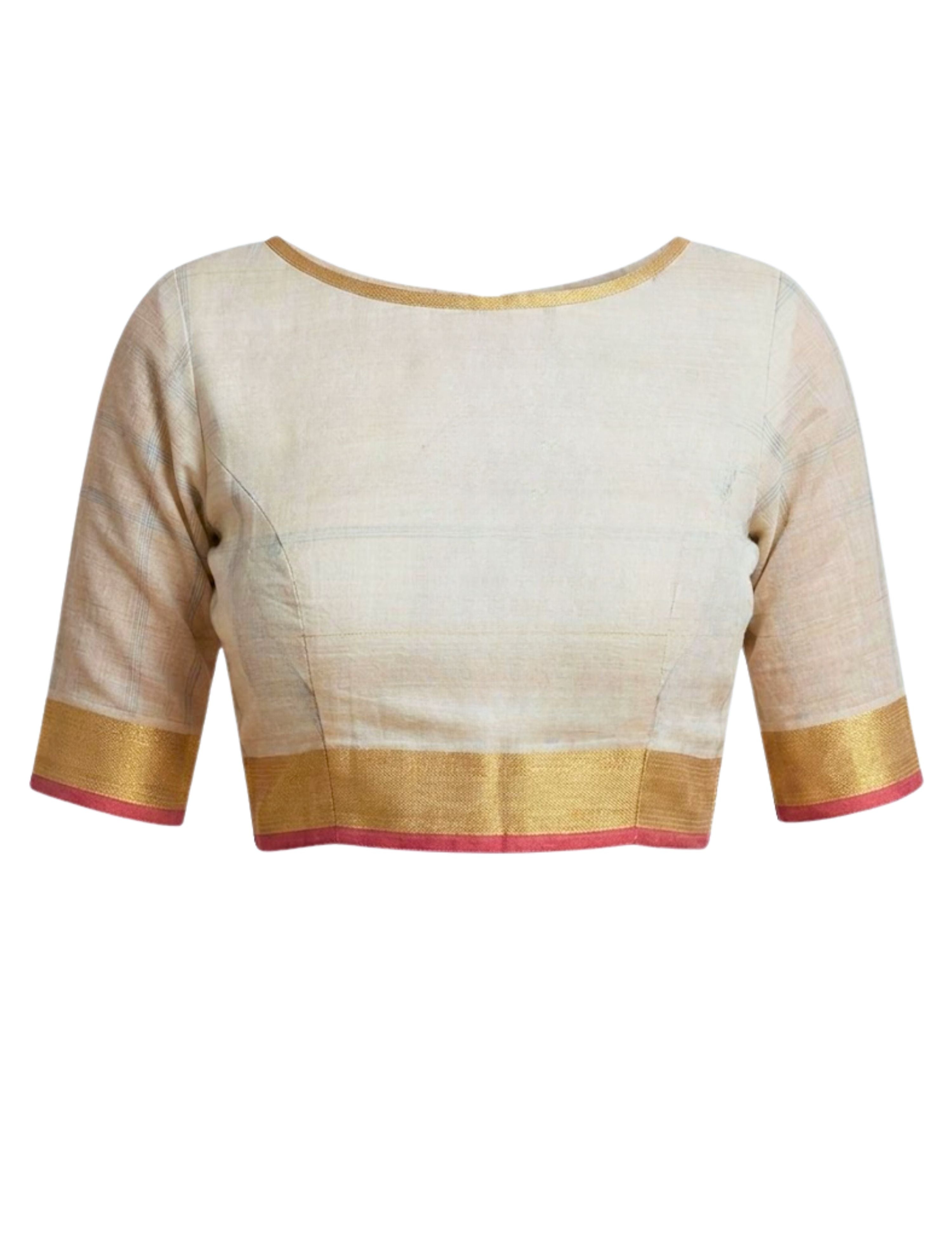 Mandir Off-White Venkatagiri Jamdani Saree