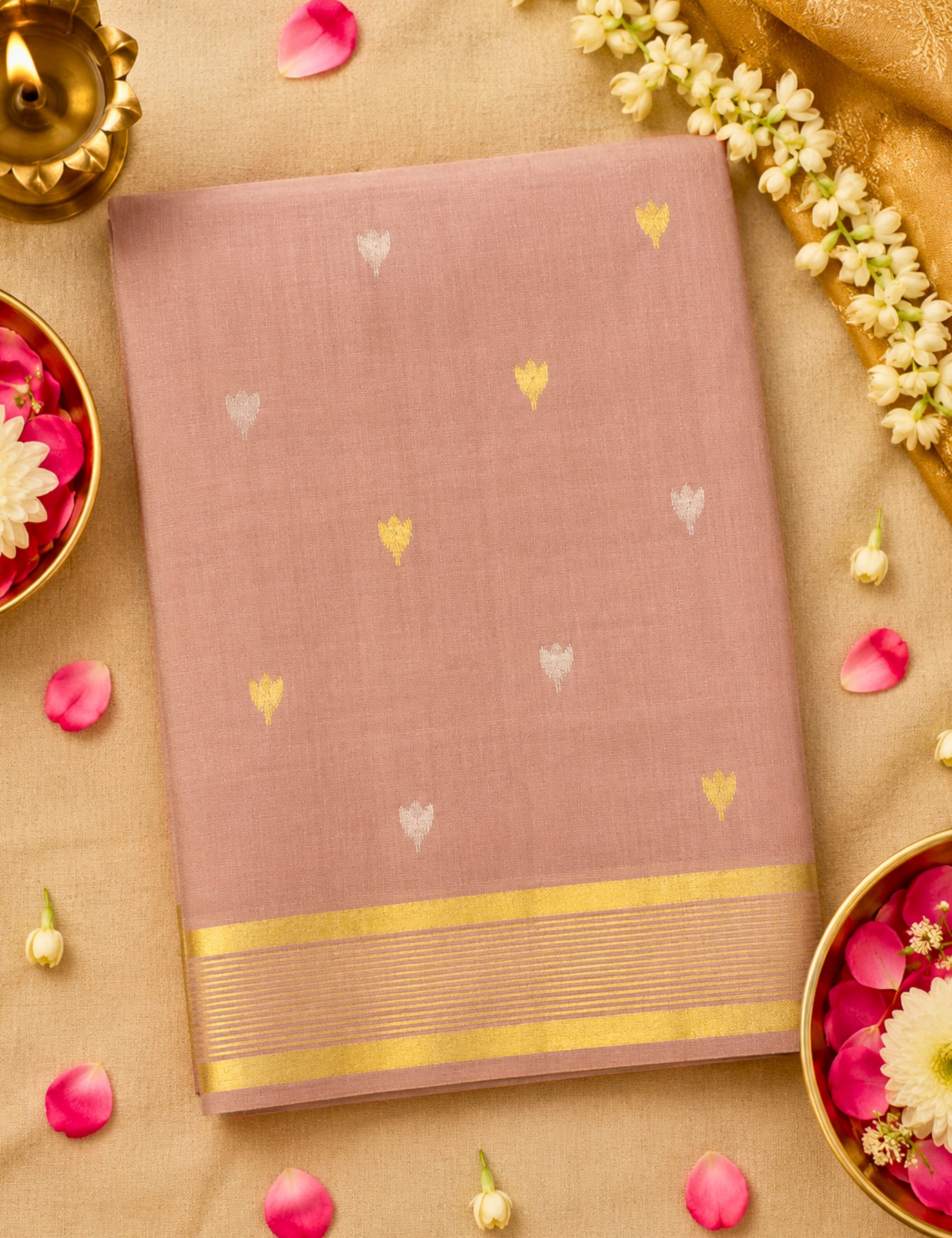 Dusty Pink Venkatagiri Saree
