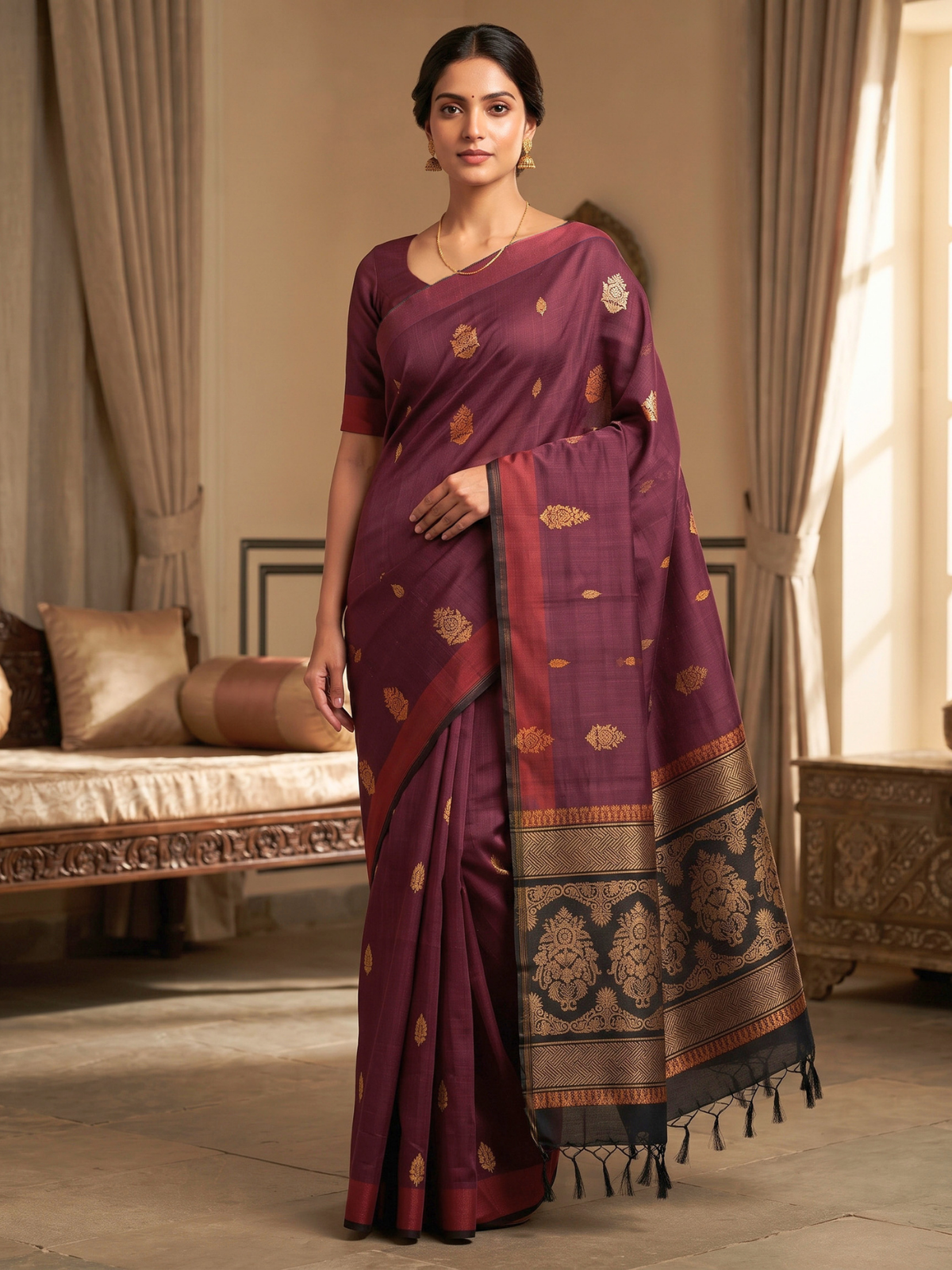 Purple Negamam Cotton Saree