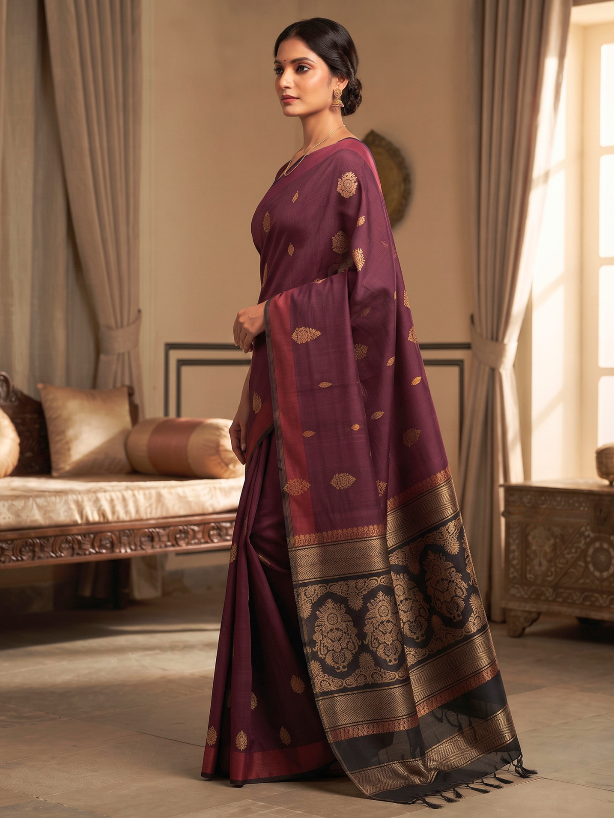 Purple Negamam Cotton Saree