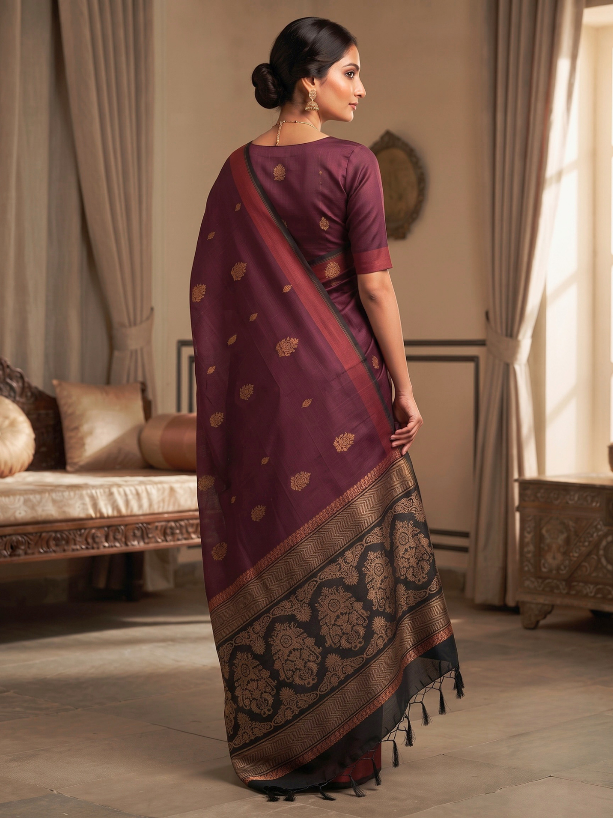 Purple Negamam Cotton Saree