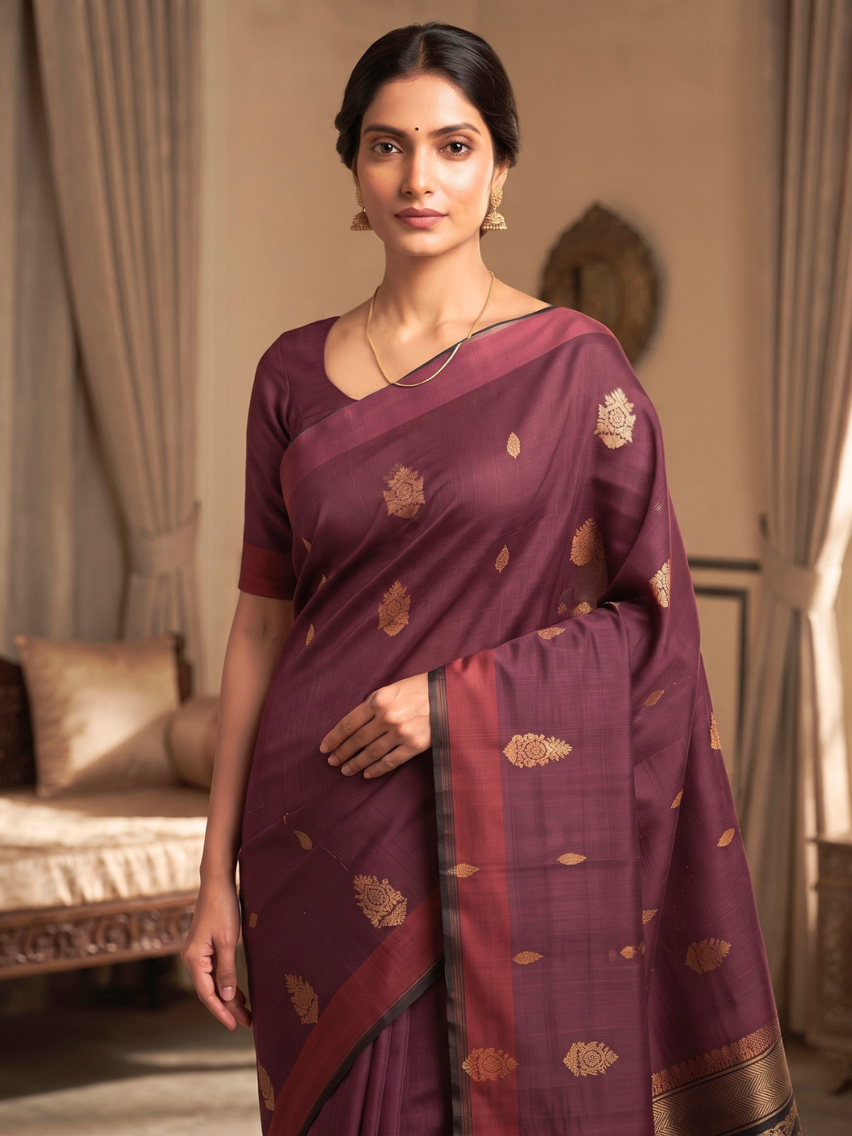Purple Negamam Cotton Saree