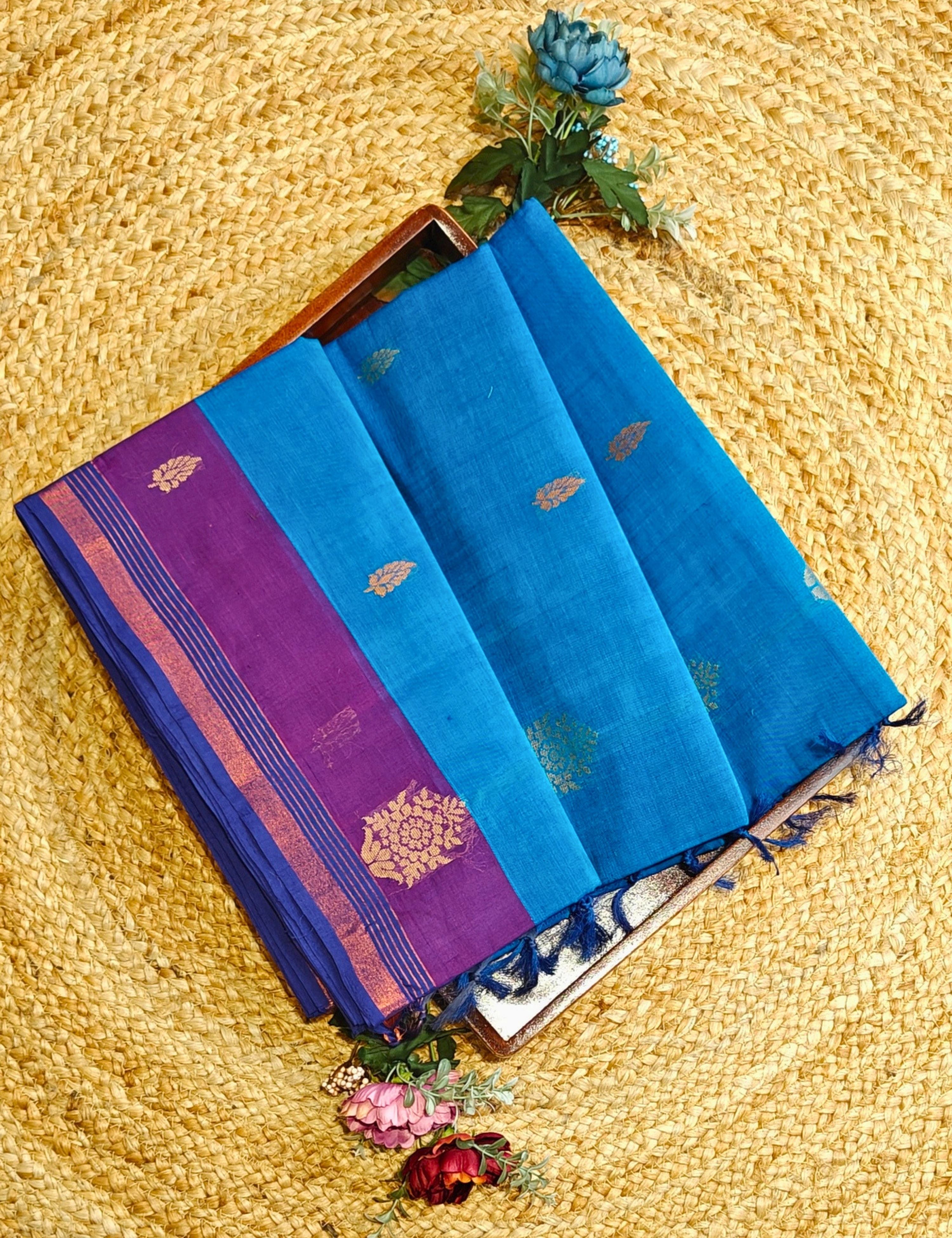 Blue Negamam Cotton Saree