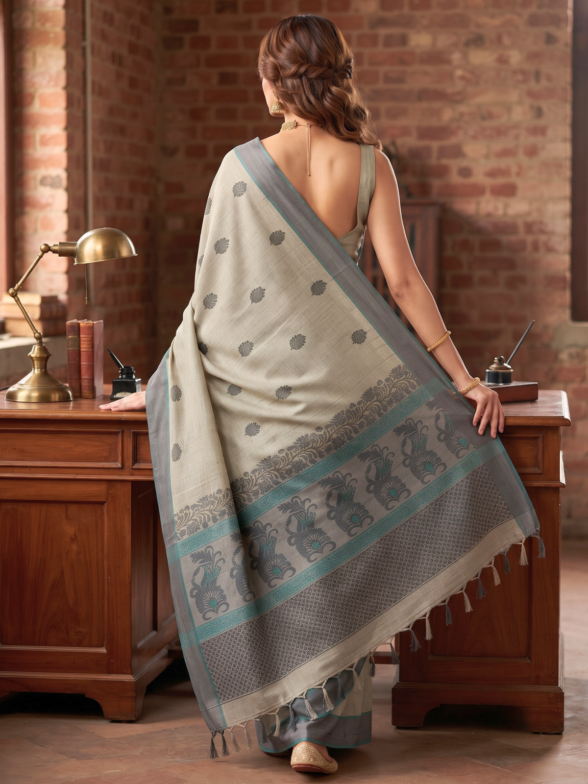 Grey Negamam Cotton Saree