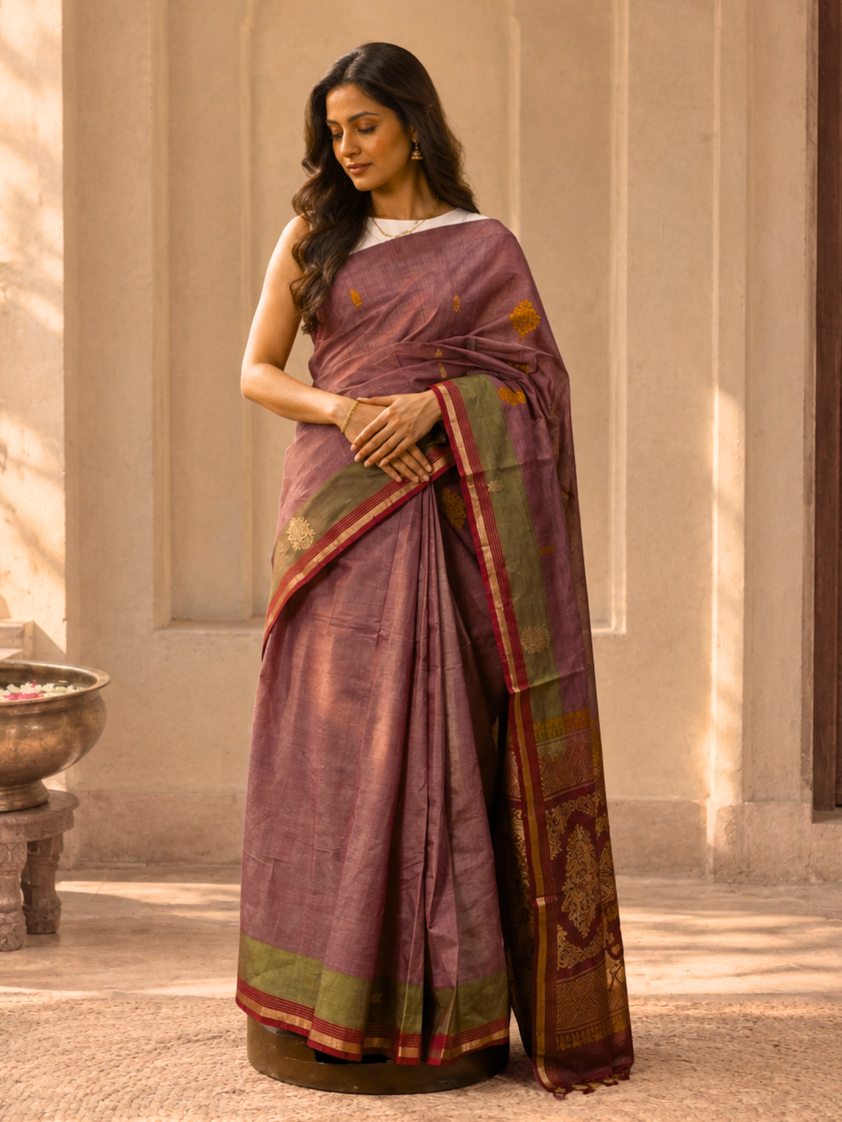 Magenta Negamam Cotton Saree