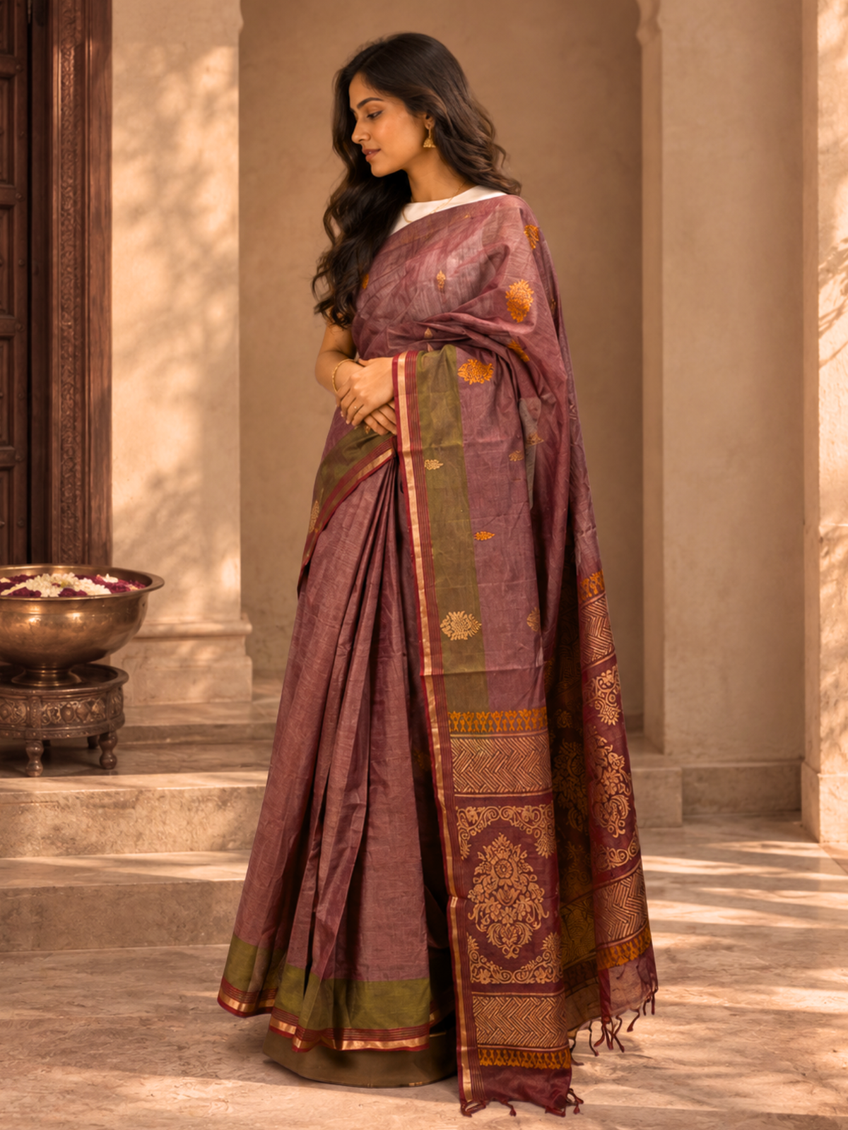 Magenta Negamam Cotton Saree