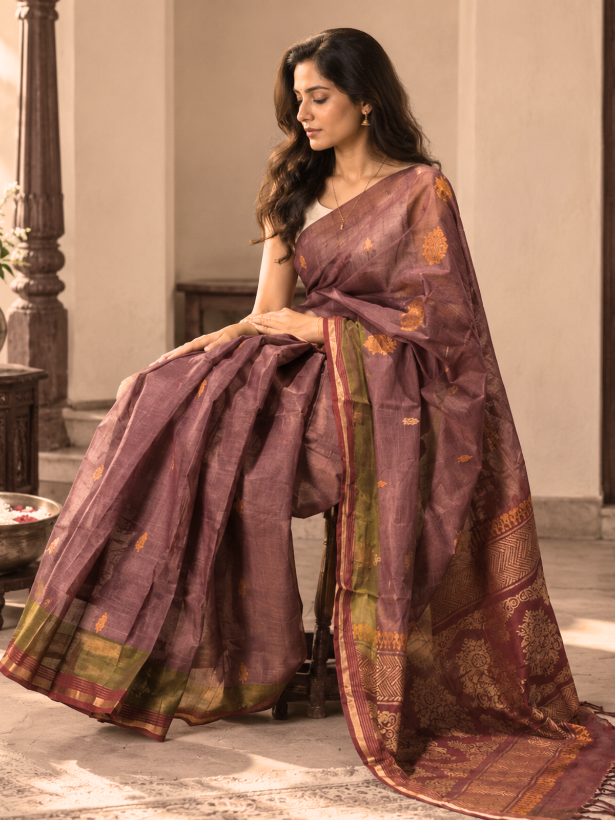 Magenta Negamam Cotton Saree