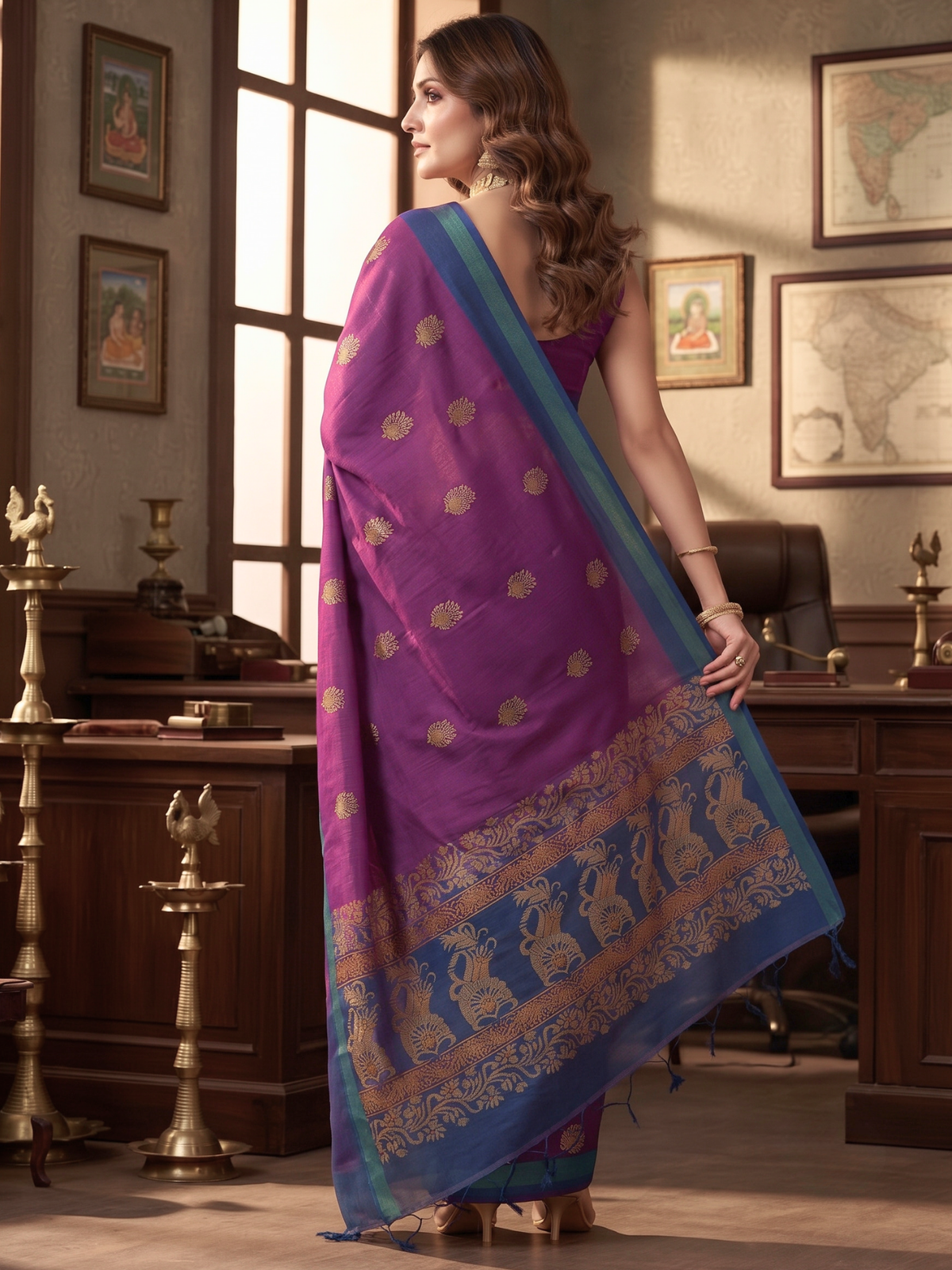Purple Negamam Cotton Saree