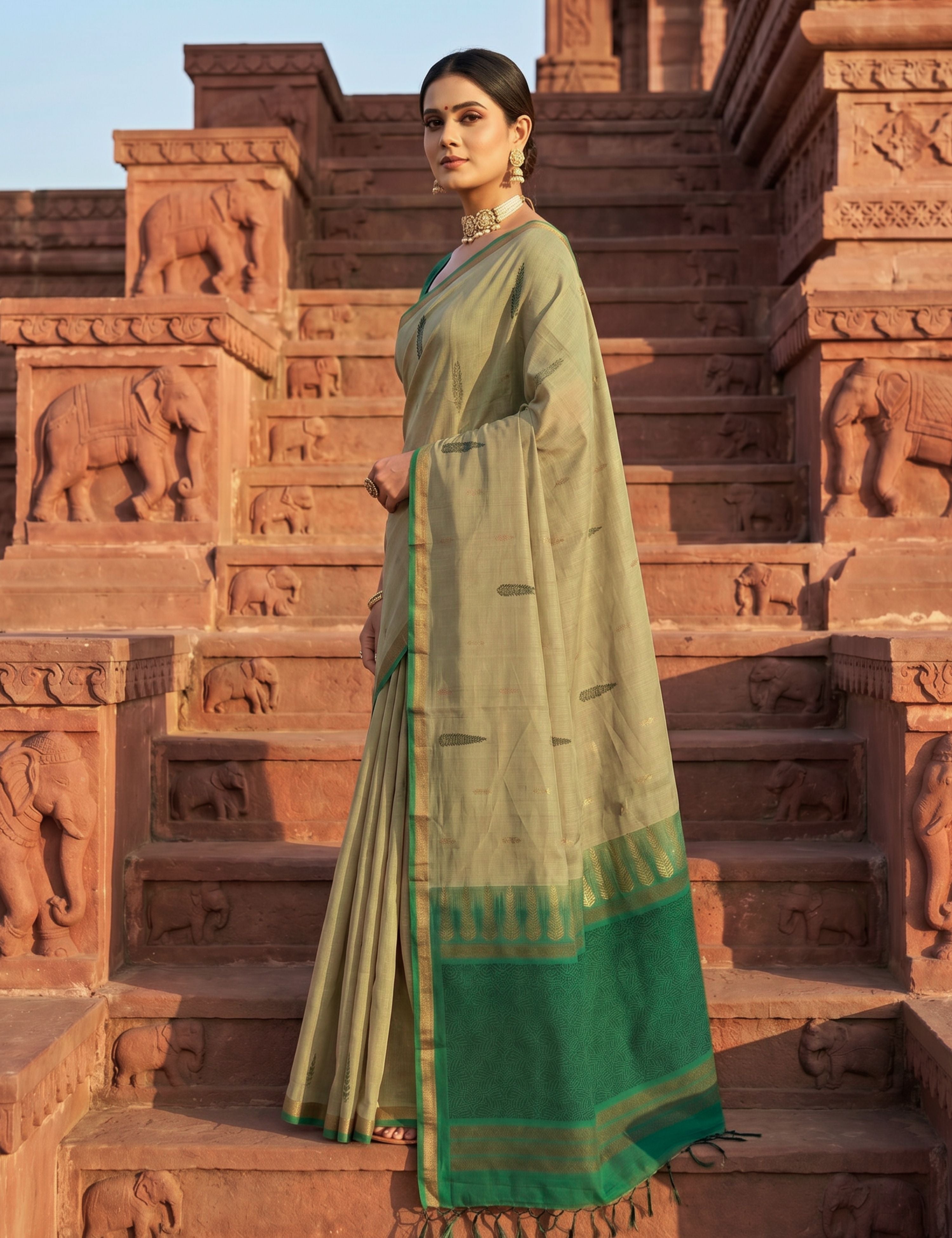 Khaki Negamam Cotton Saree