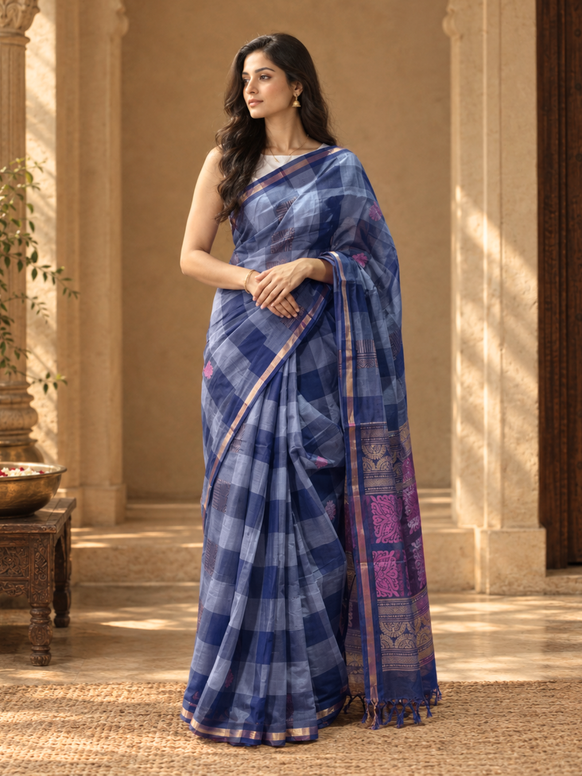 Blue Negamam Cotton Saree