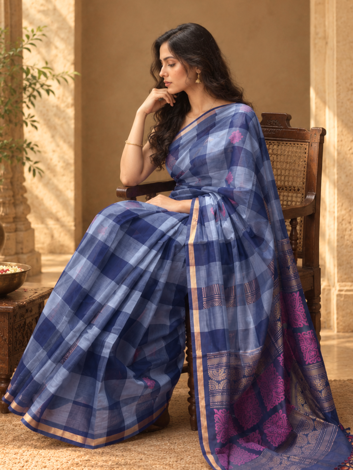Blue Negamam Cotton Saree
