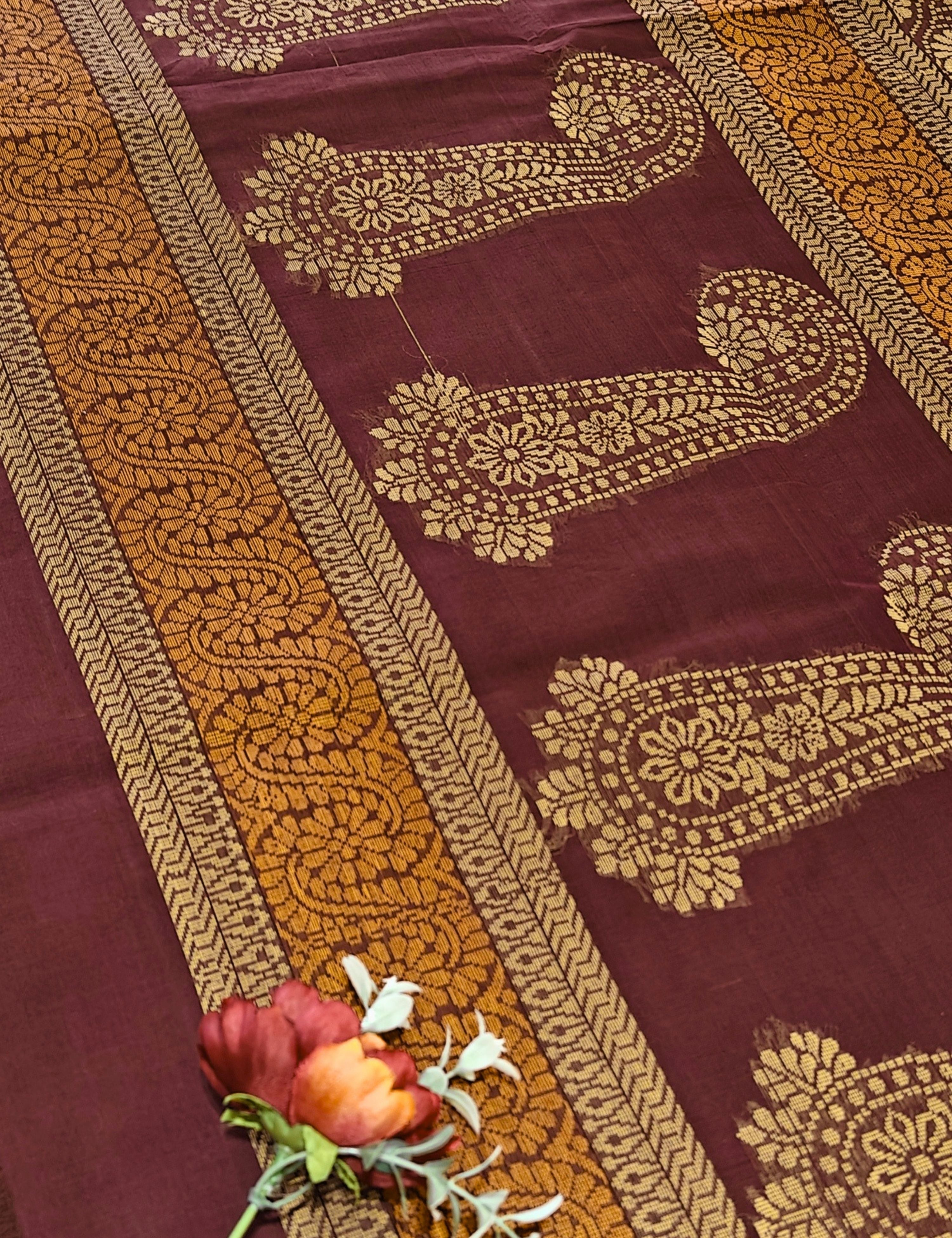 Rust Negamam Cotton Saree