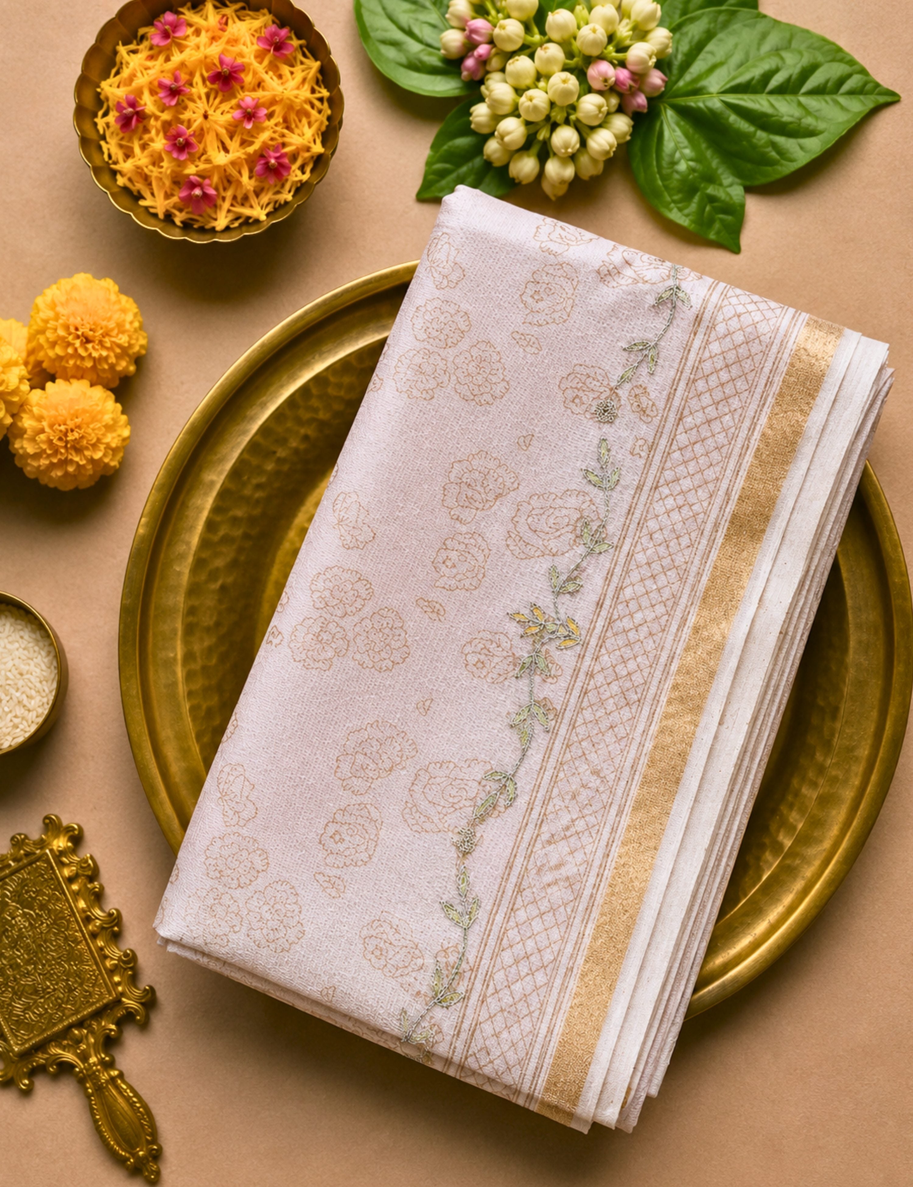 Gulaab Babypink Block Print with Gota Patti Saree