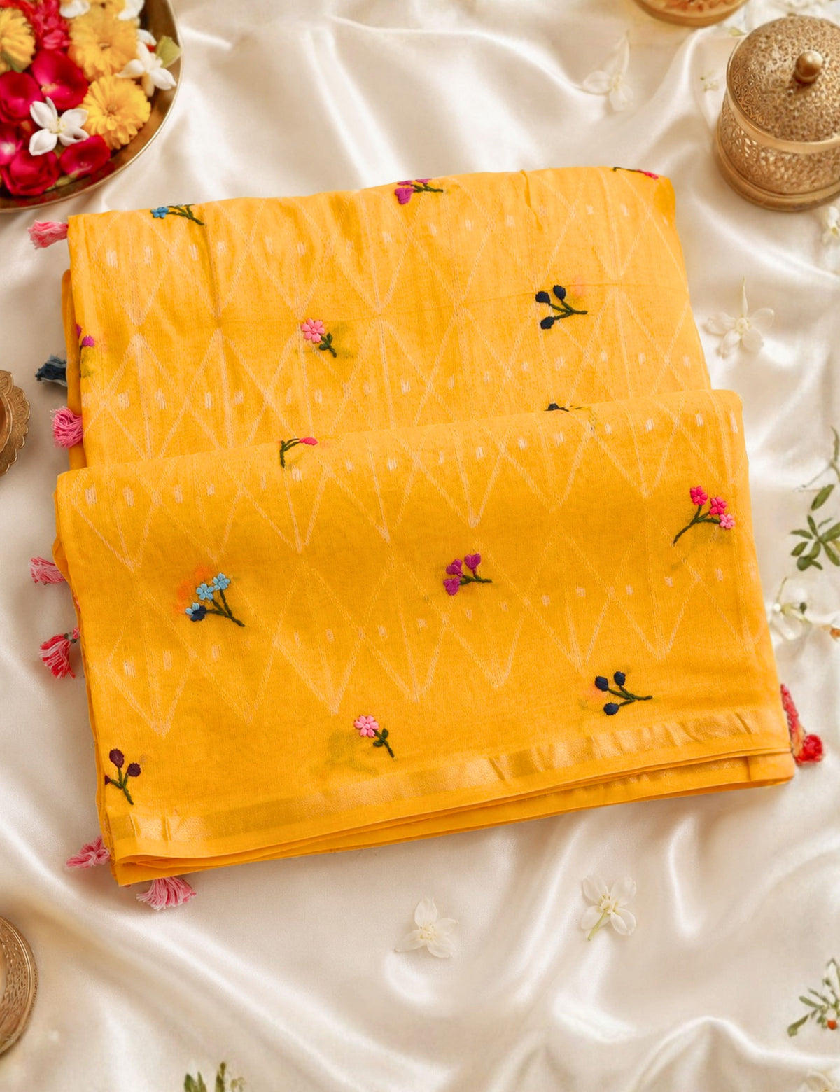 Guldasta Yellow Shibori Saree