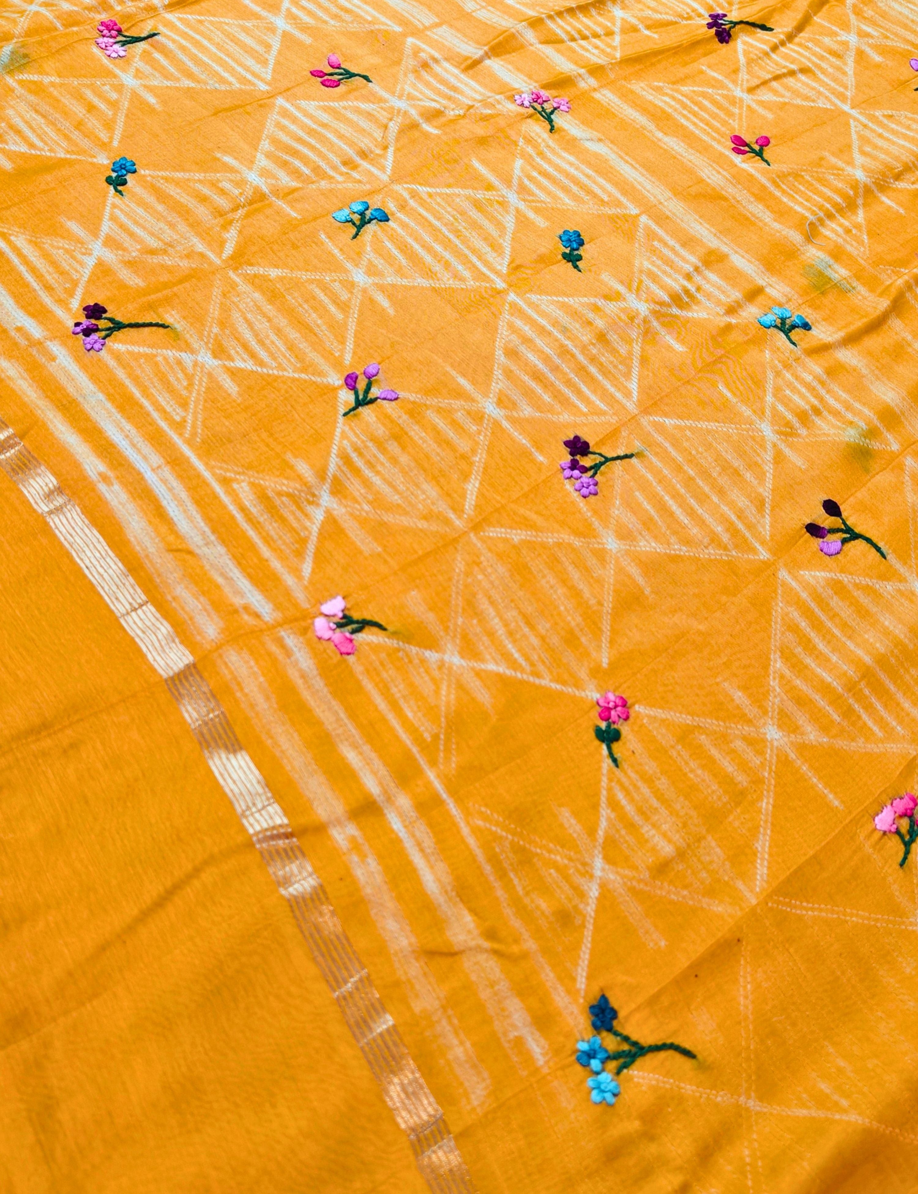 Guldasta Yellow Shibori Saree