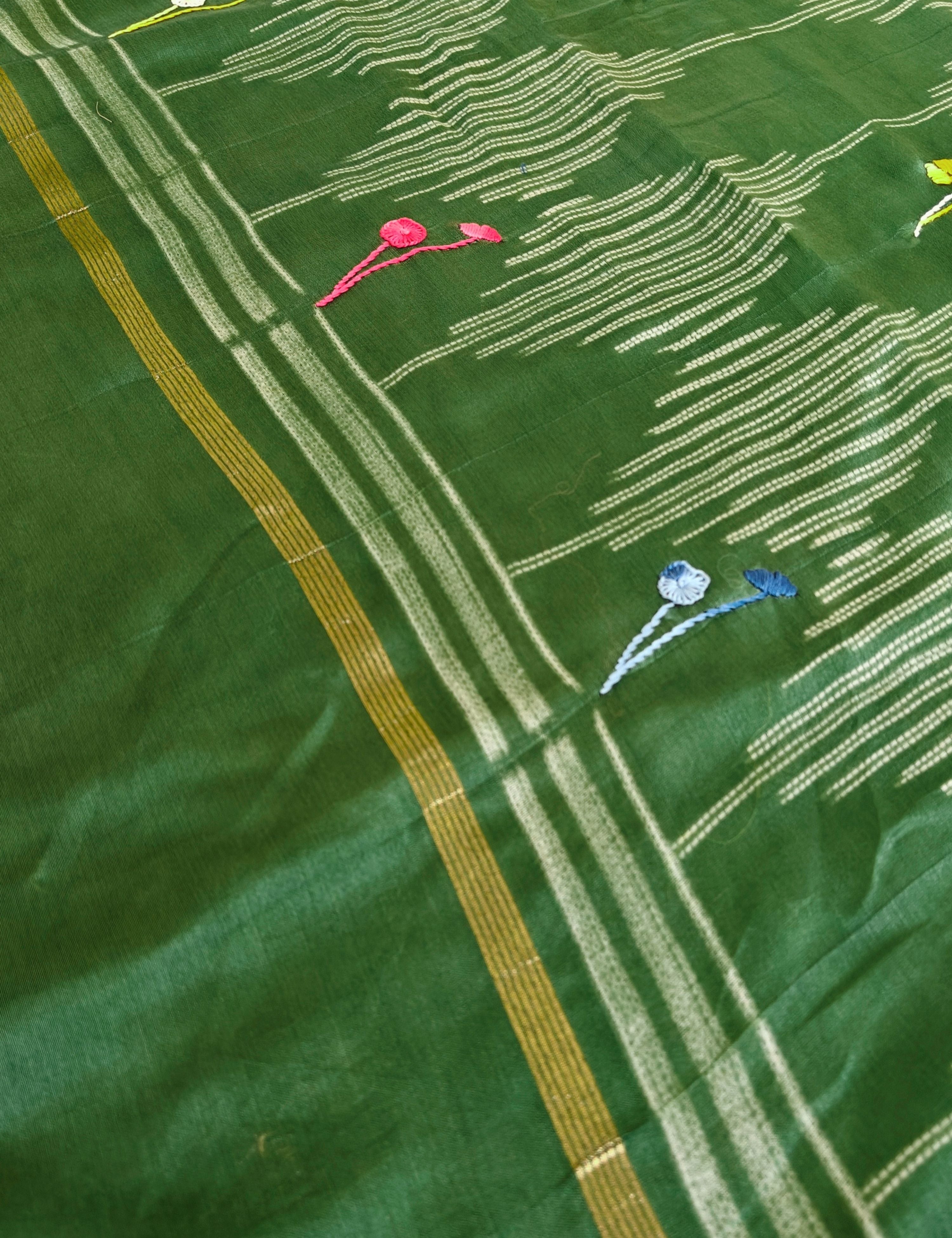 Guldasta Olive Shibori Saree