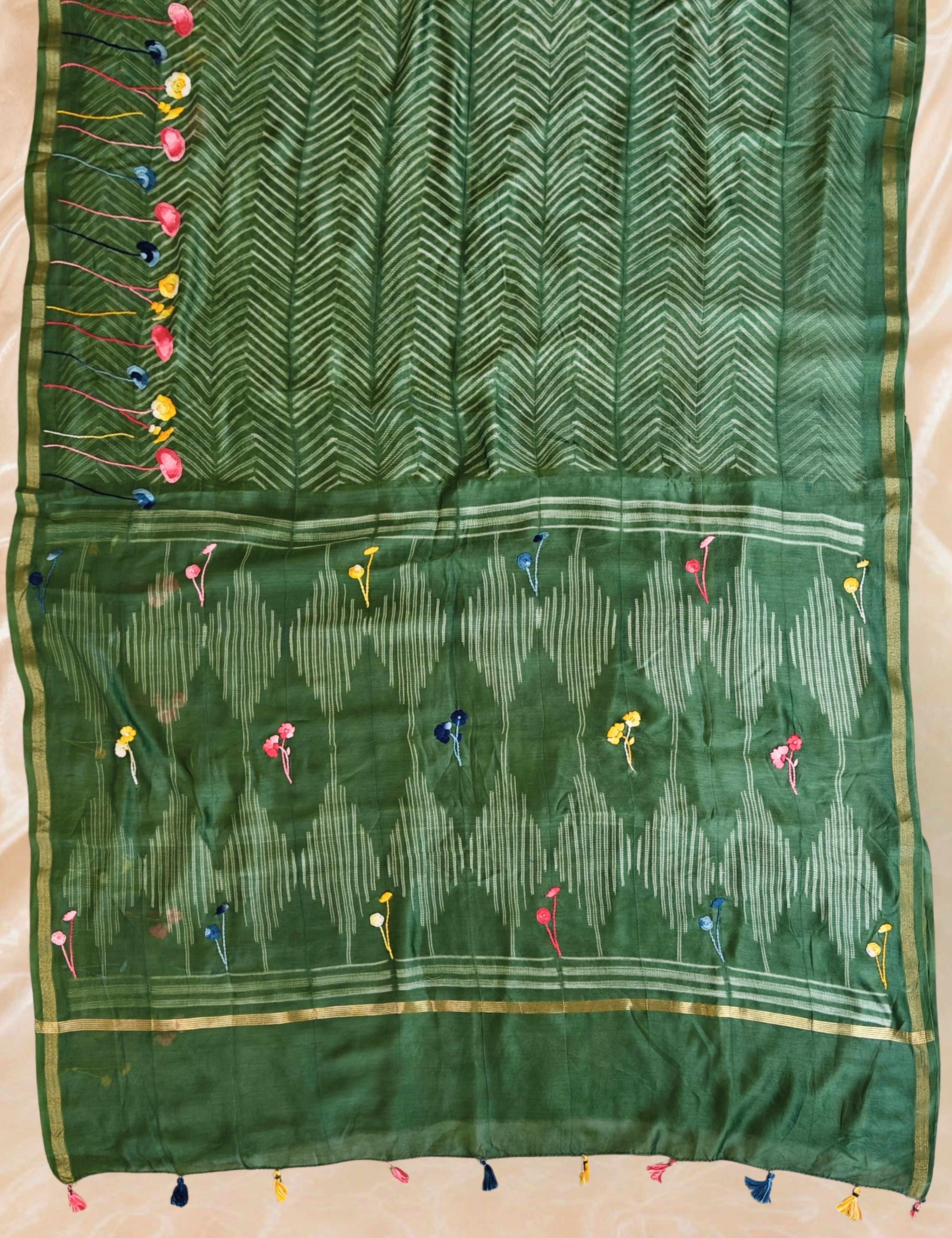 Guldasta Olive Shibori Saree