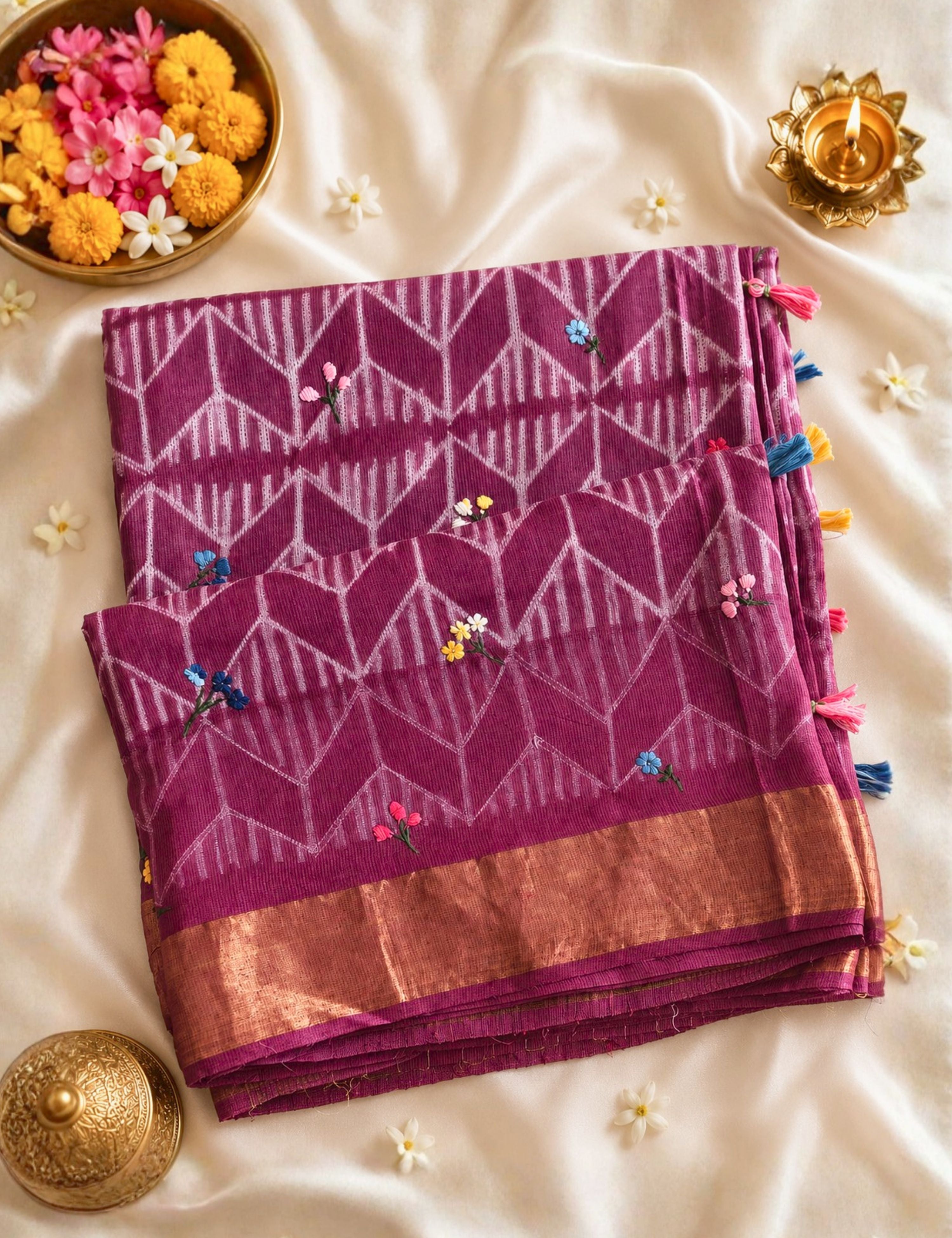 Guldasta Pink Shibori with Embroidery Saree