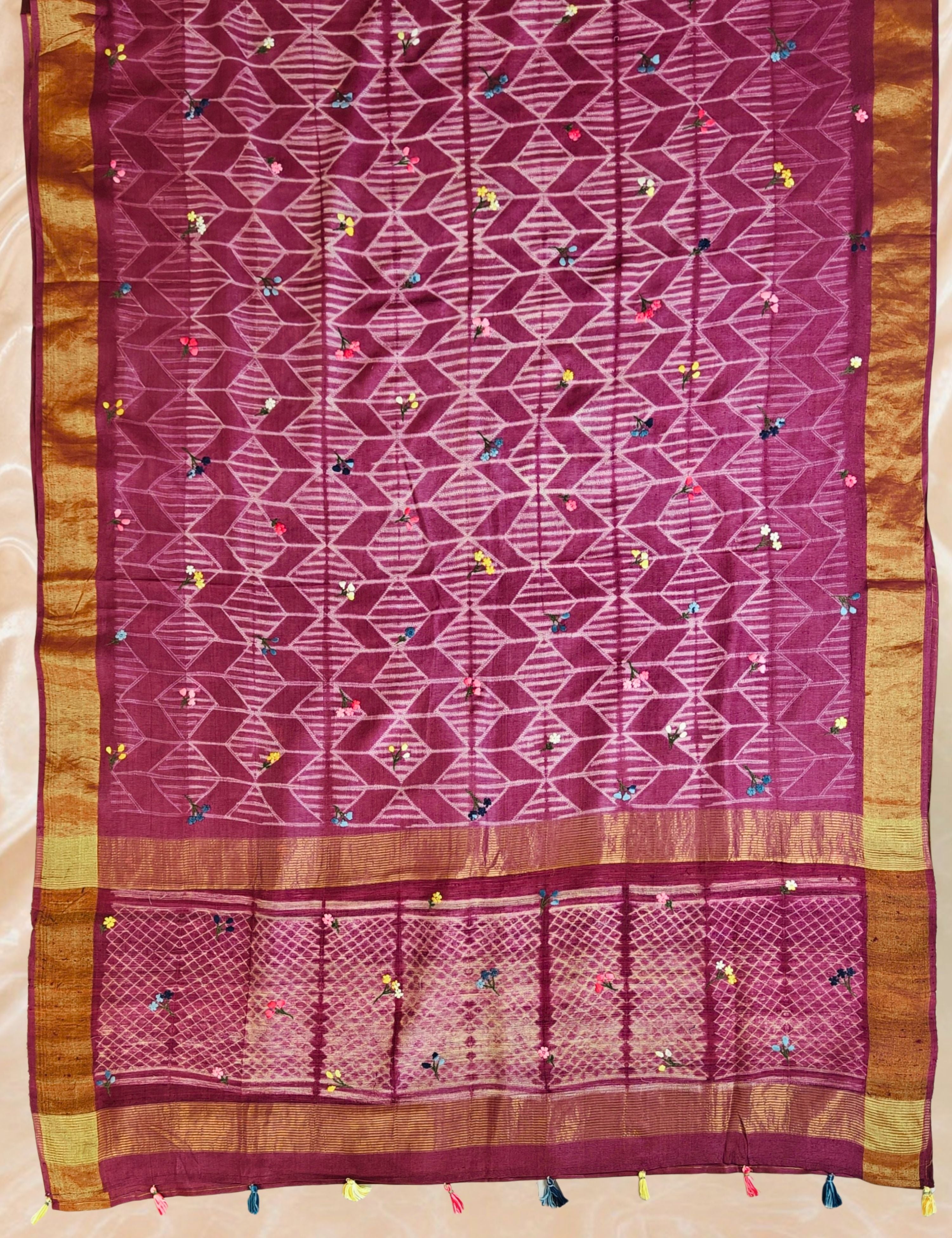 Guldasta Pink Shibori with Embroidery Saree