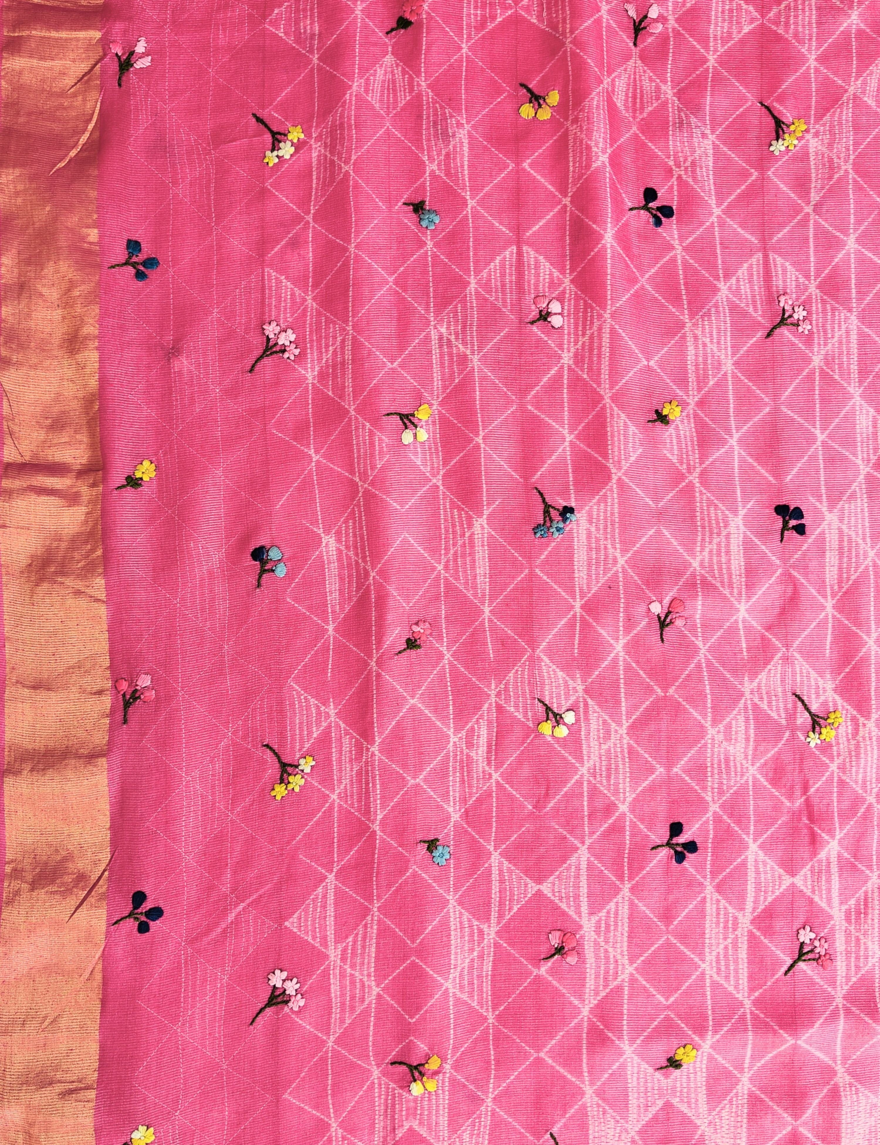 Guldasta Mauve Shibori with Embroidery Saree