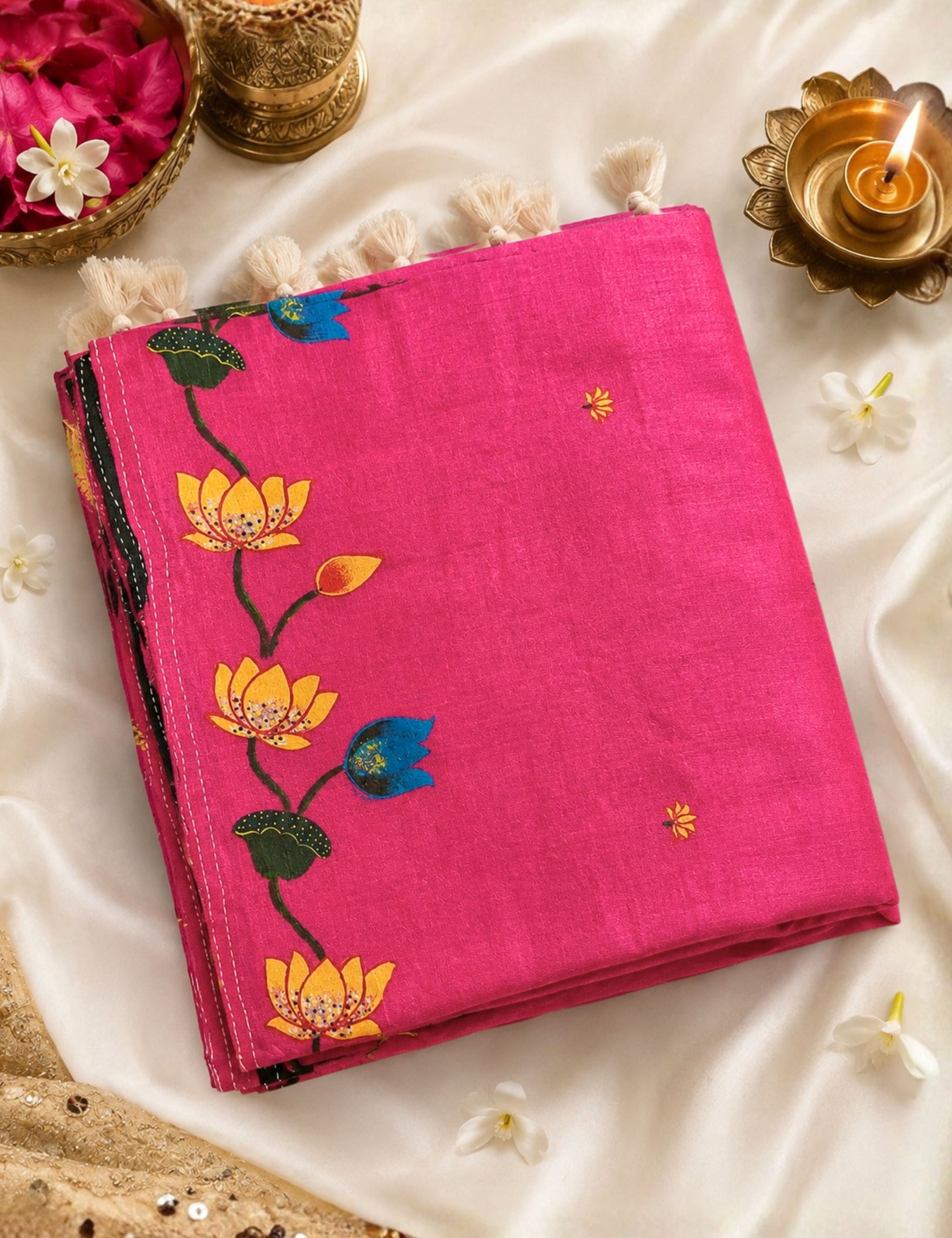 Padma Pink Applique Saree