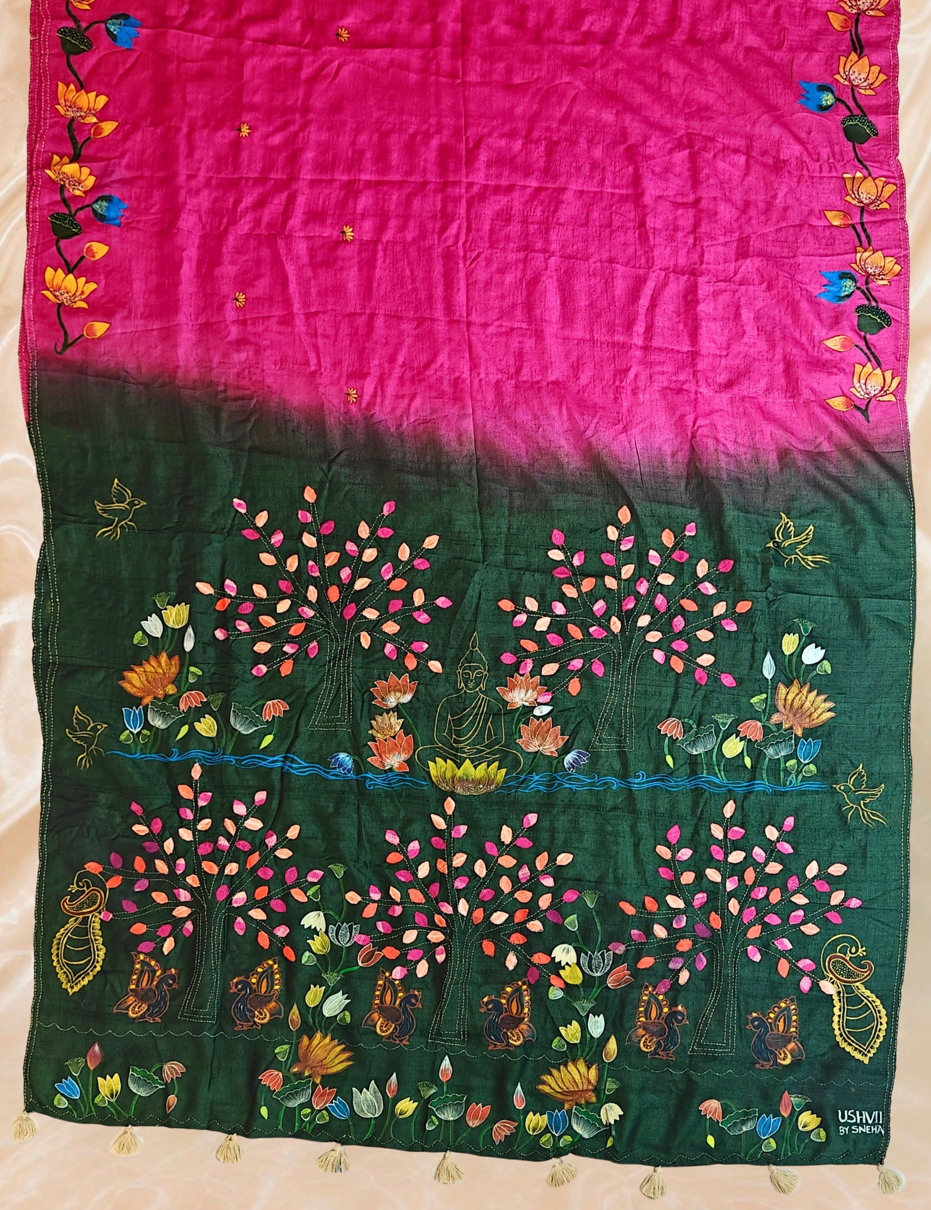 Padma Pink Applique Saree