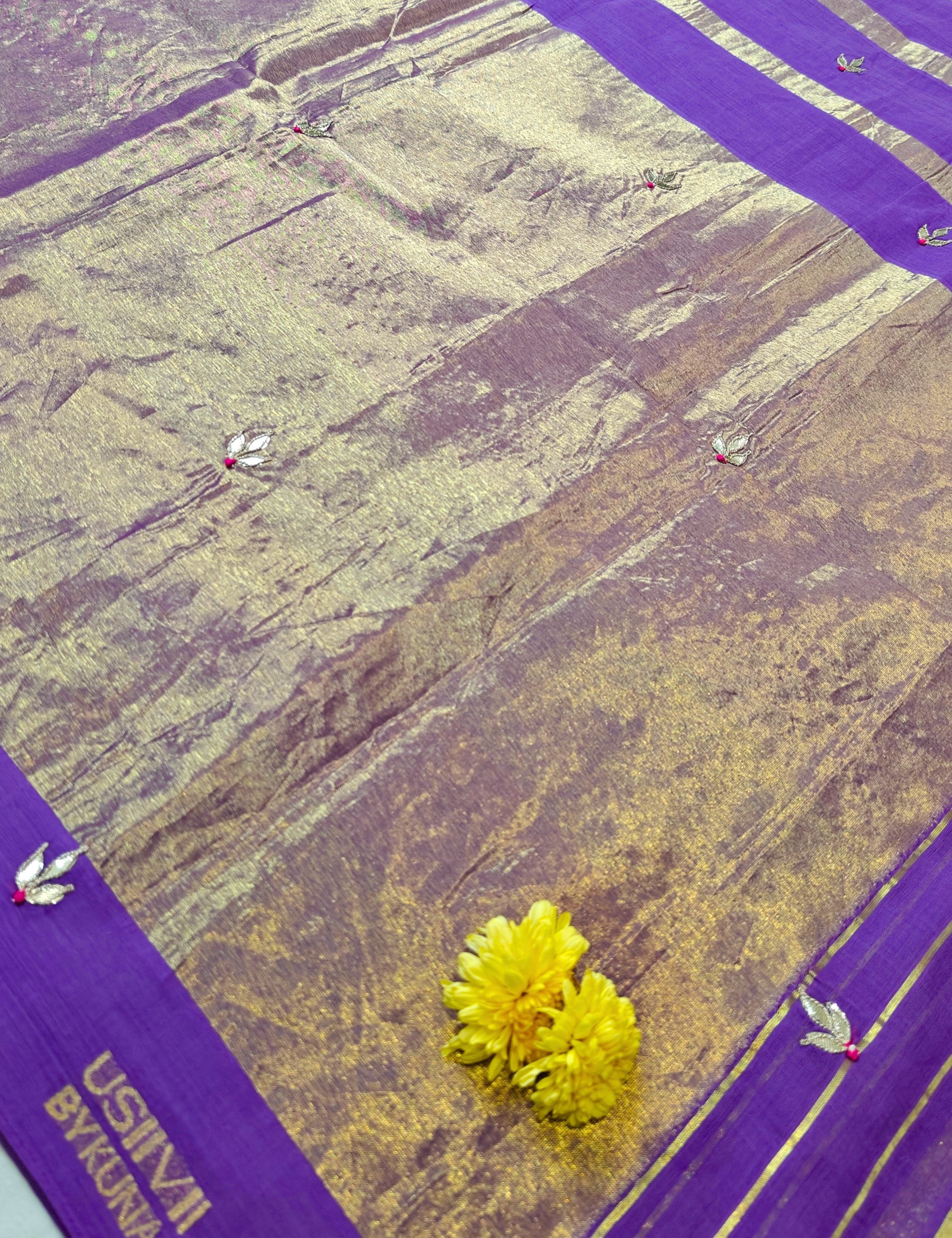 Jaswanti Purple Venkatagiri Jamdani & Gota Patti Saree
