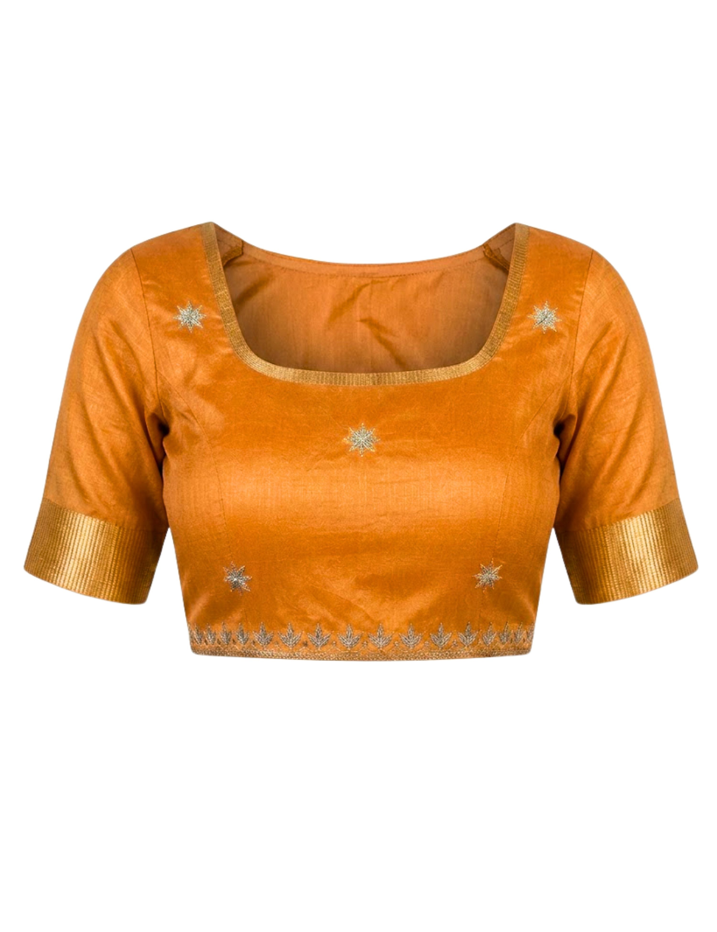 Rajani Orange Kanjevaram Handloom Silk & Gota Patti Saree
