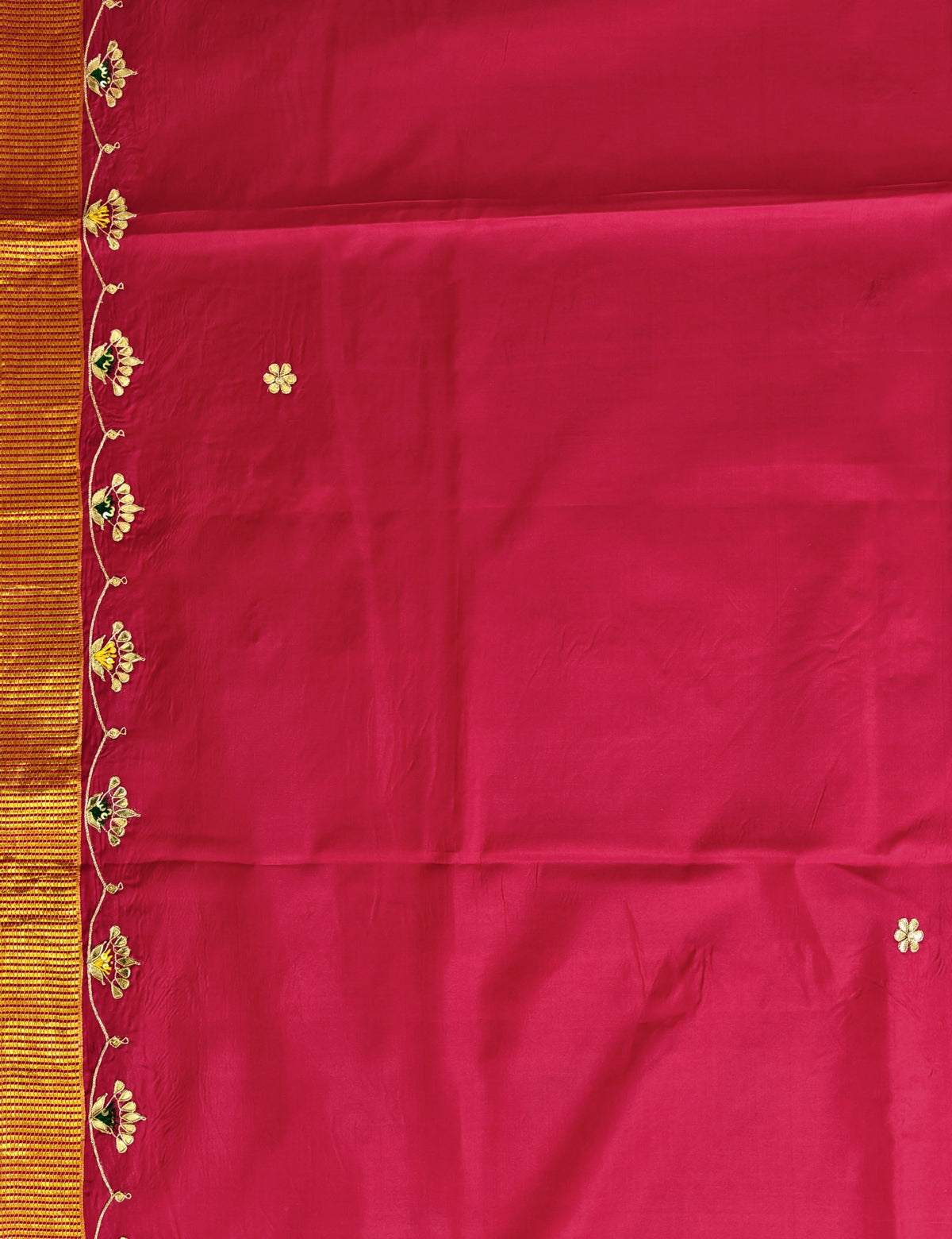 Lalita Maroon Kanjevaram Handloom Silk & Gota Patti Saree